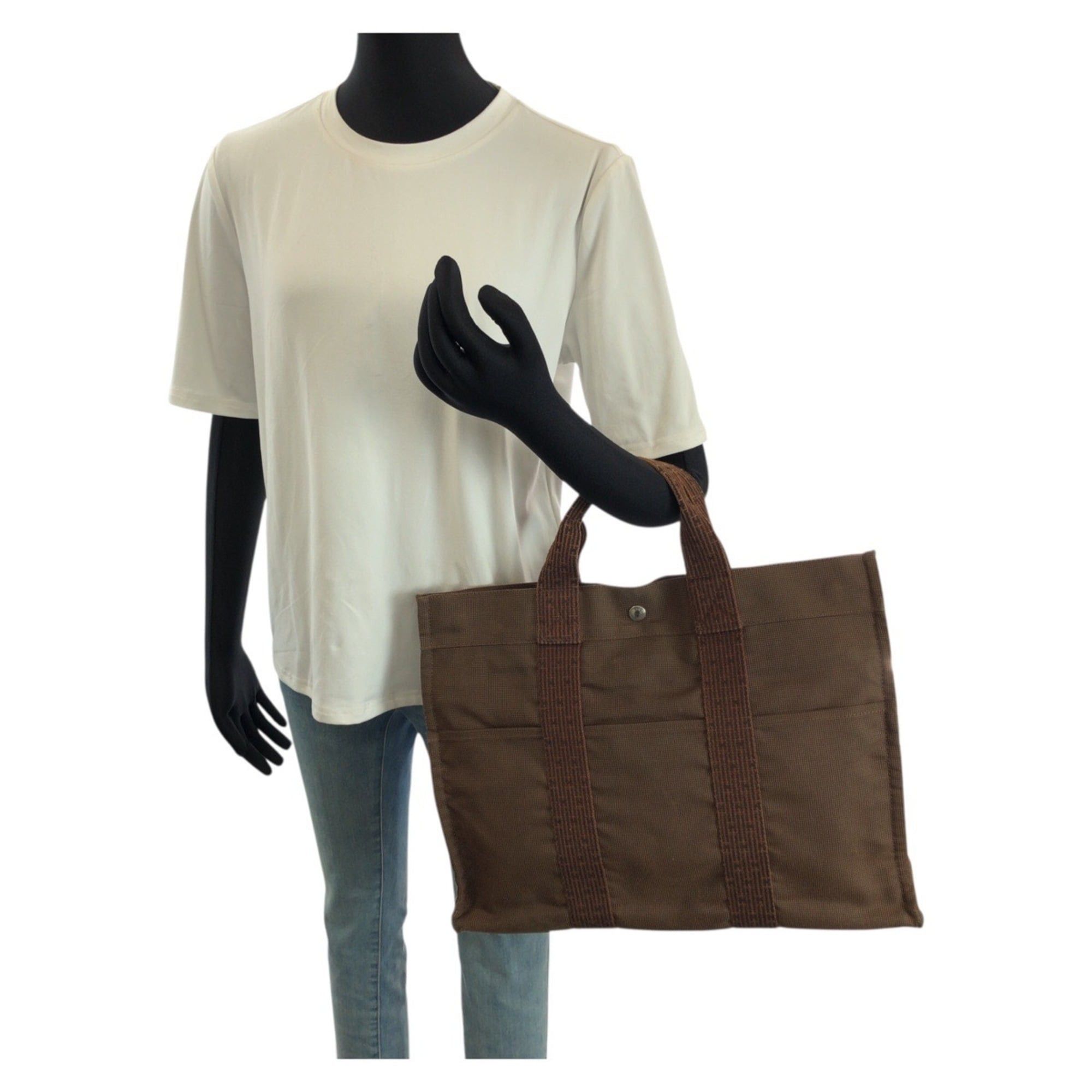 Hermes HERMES Herline MM Brown Polyamide Polyester Tote Bag Handbag for Women Size ONE SIZE - 7 Thumbnail