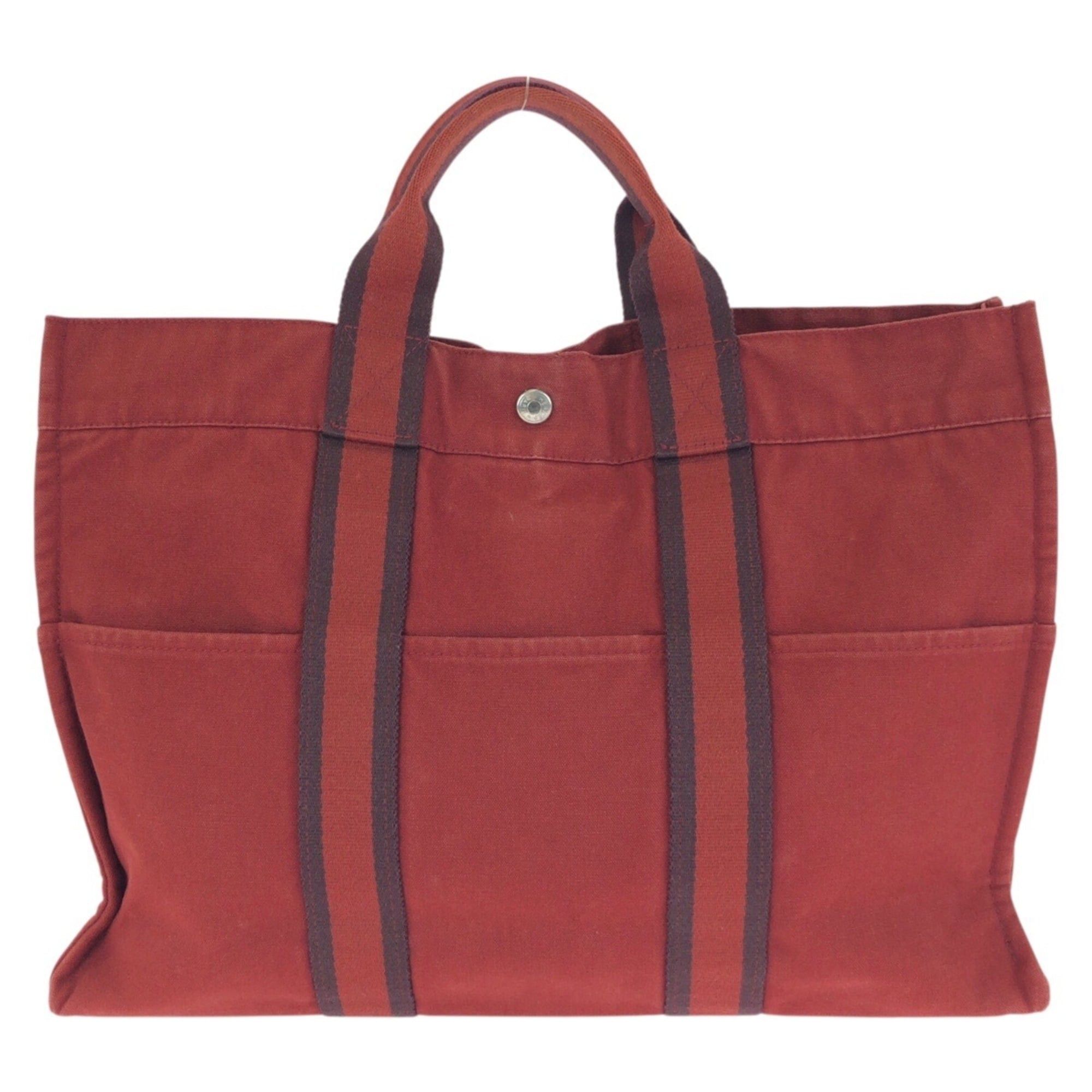 Hermes HERMES Fourre-Tout MM Red Canvas Tote Bag Handbag for Women Size ONE SIZE - 2 Thumbnail