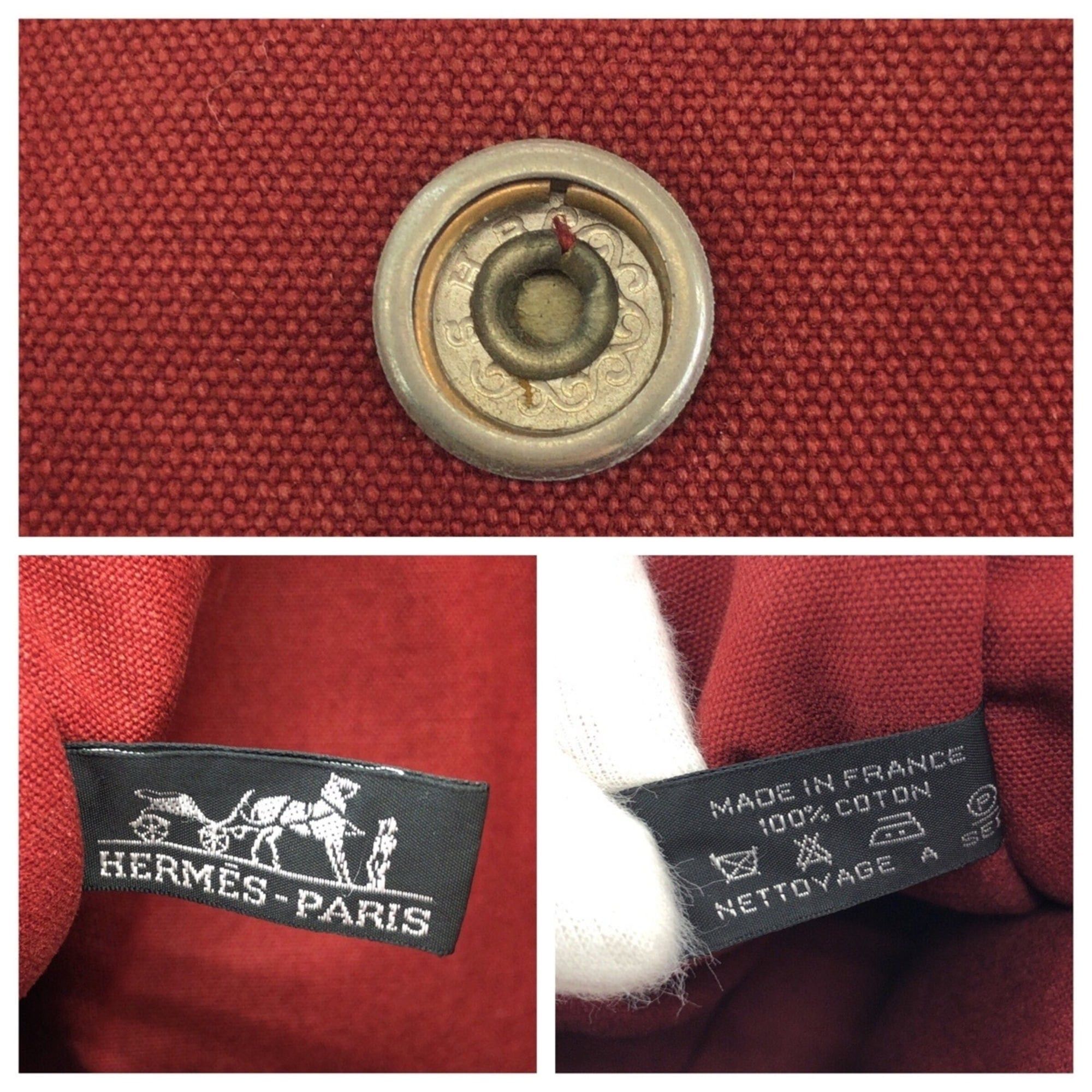 Hermes HERMES Fourre-Tout MM Red Canvas Tote Bag Handbag for Women Size ONE SIZE - 4 Thumbnail