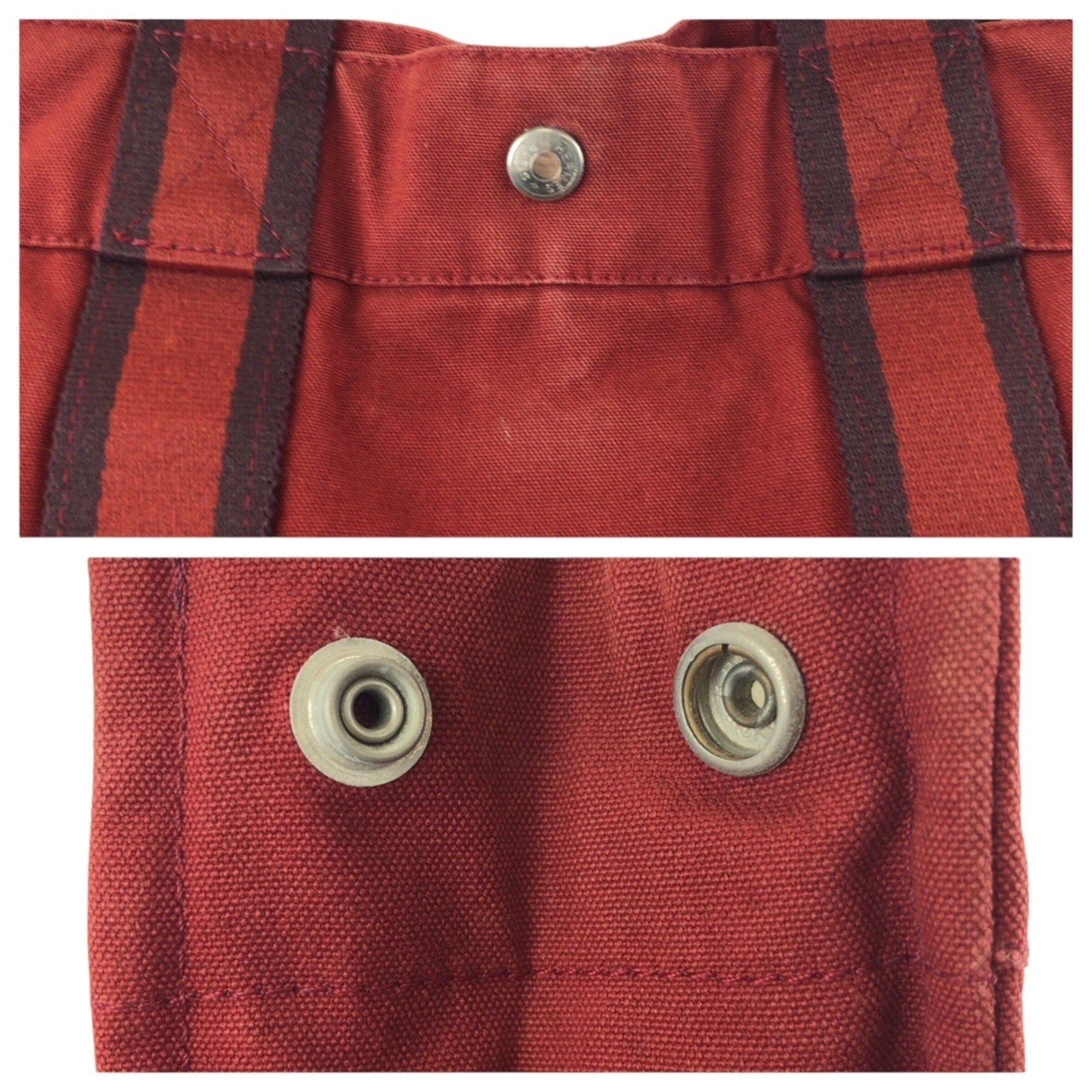 Hermes HERMES Fourre-Tout MM Red Canvas Tote Bag Handbag for Women Size ONE SIZE - 5 Thumbnail
