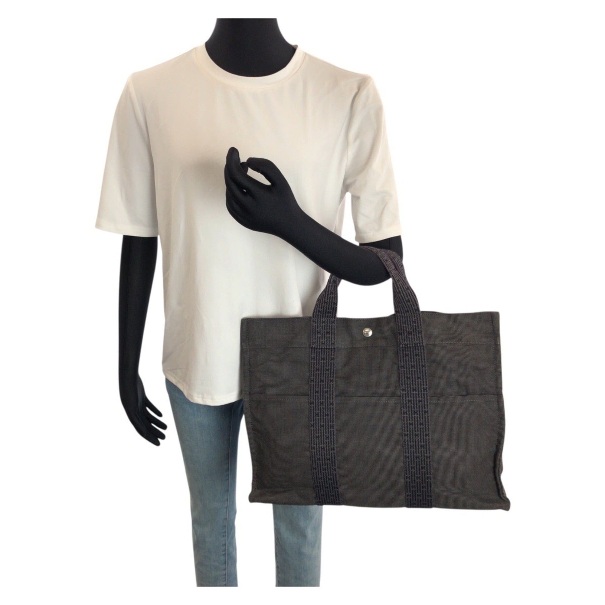 Hermes Hermes Herline MM Grey Silver Hardware Polyamide Polyester Tote Bag Handbag for Women Size ONE SIZE - 7 Thumbnail