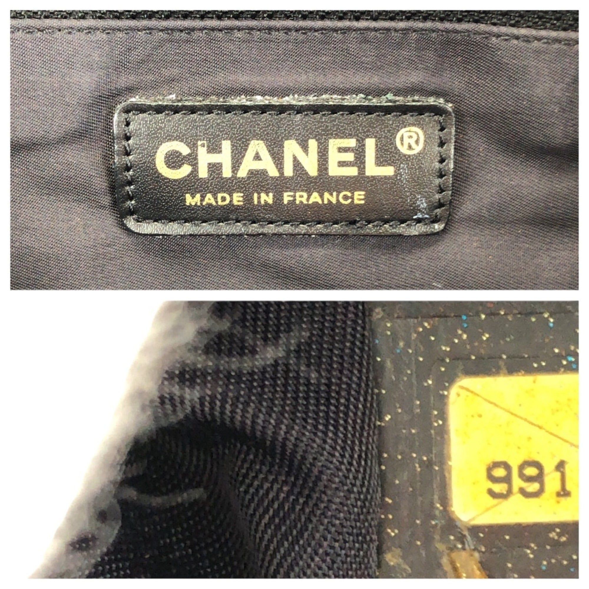 Chanel CHANEL Vintage New Travel Line MM Coco Mark Black Nylon Leather Tote Bag Shoulder for Women Size ONE SIZE - 4 Thumbnail