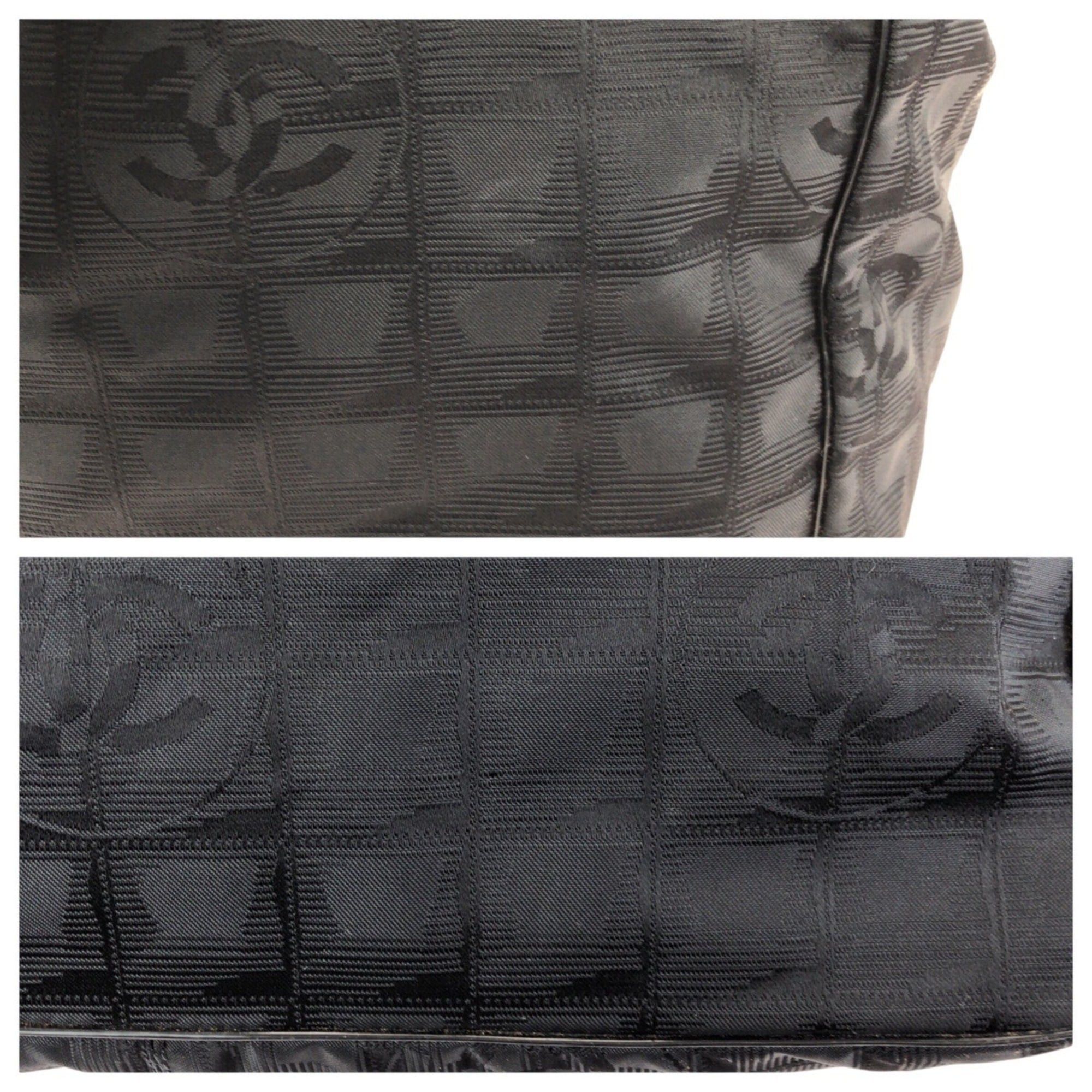 Chanel CHANEL Vintage New Travel Line MM Coco Mark Black Nylon Leather Tote Bag Shoulder for Women Size ONE SIZE - 5 Thumbnail