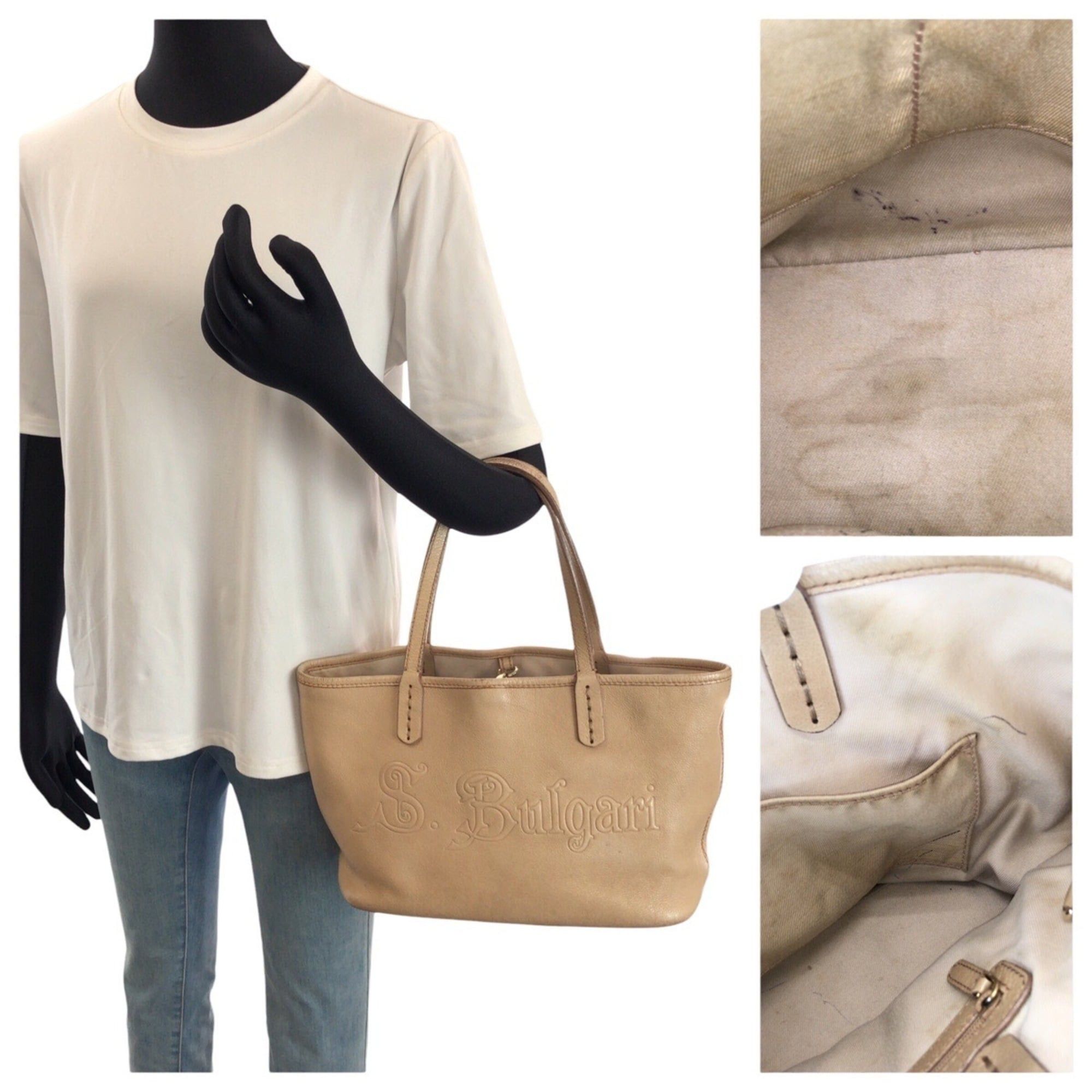 Bvlgari BVLGARI Collezione Tote Bag/Handbag for Women, Beige Leather with Gold Hardware, 33264 Size ONE SIZE - 7 Thumbnail