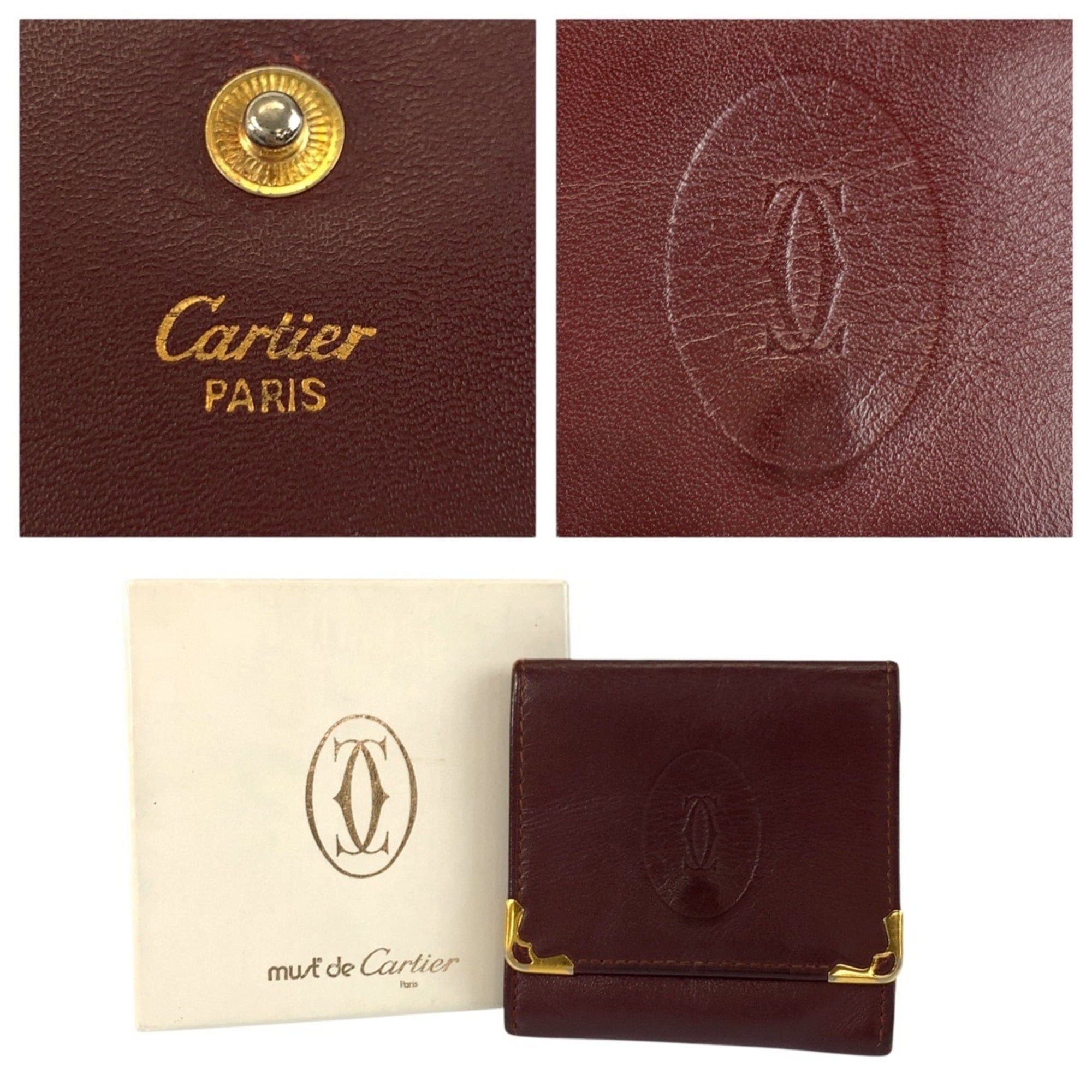 Cartier Cartier Must Line Bordeaux Gold Hardware Leather Wallet/Coin Purse for Women Size ONE SIZE - 3 Thumbnail
