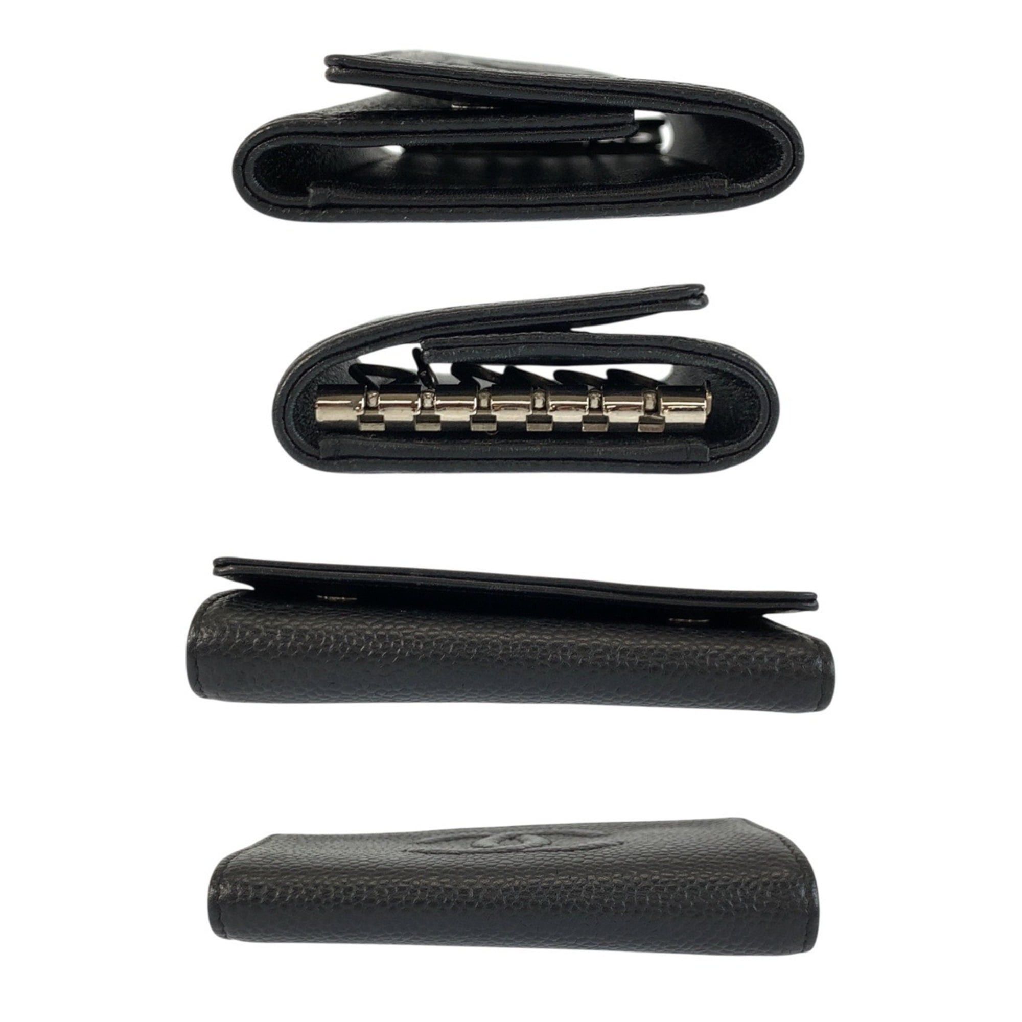 Chanel CHANEL Coco Mark Black Leather Key Case with Silver Hardware, 6 Hooks, Women's Size ONE SIZE - 8 Thumbnail