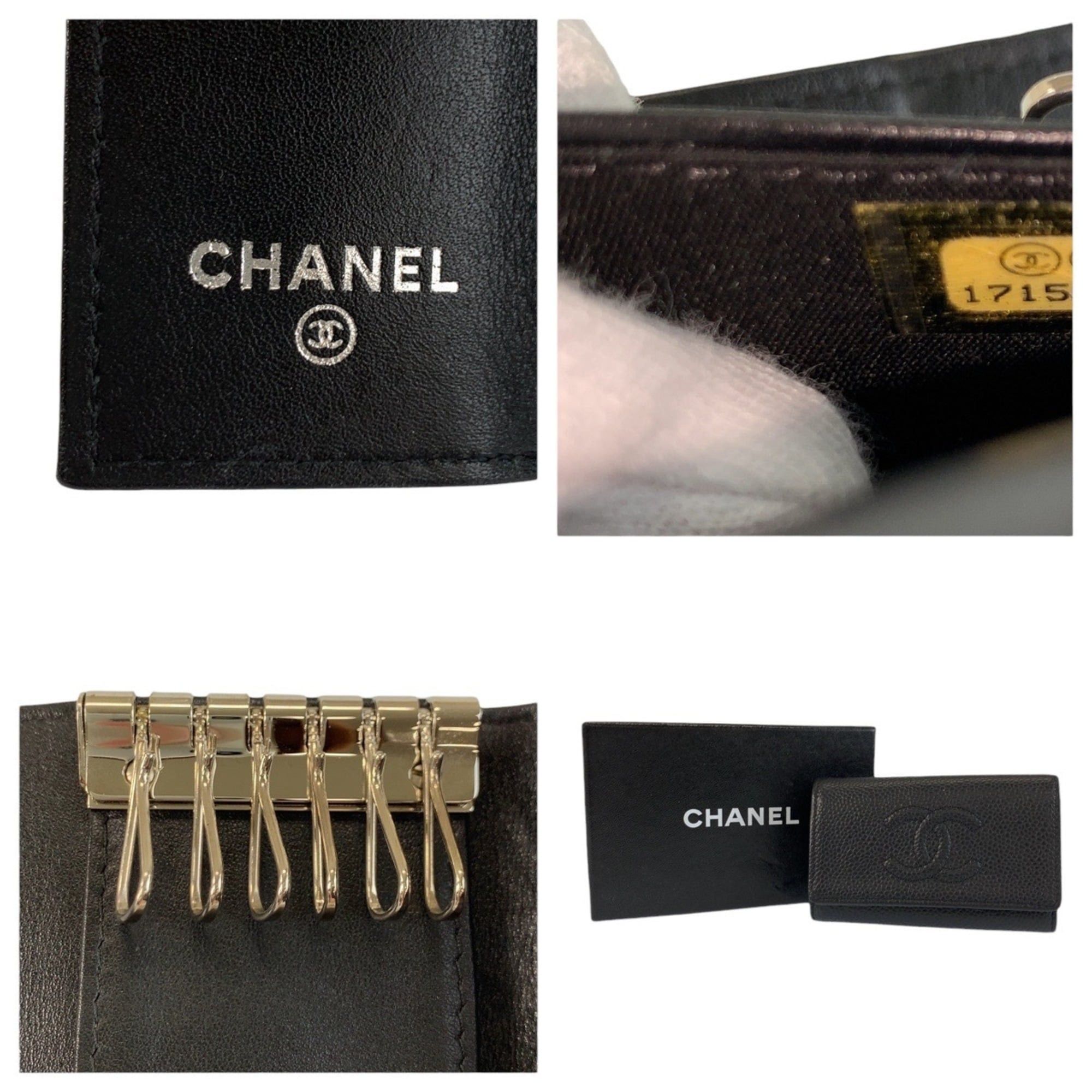 Chanel CHANEL Coco Mark Black Leather Key Case with Silver Hardware, 6 Hooks, Women's Size ONE SIZE - 3 Thumbnail