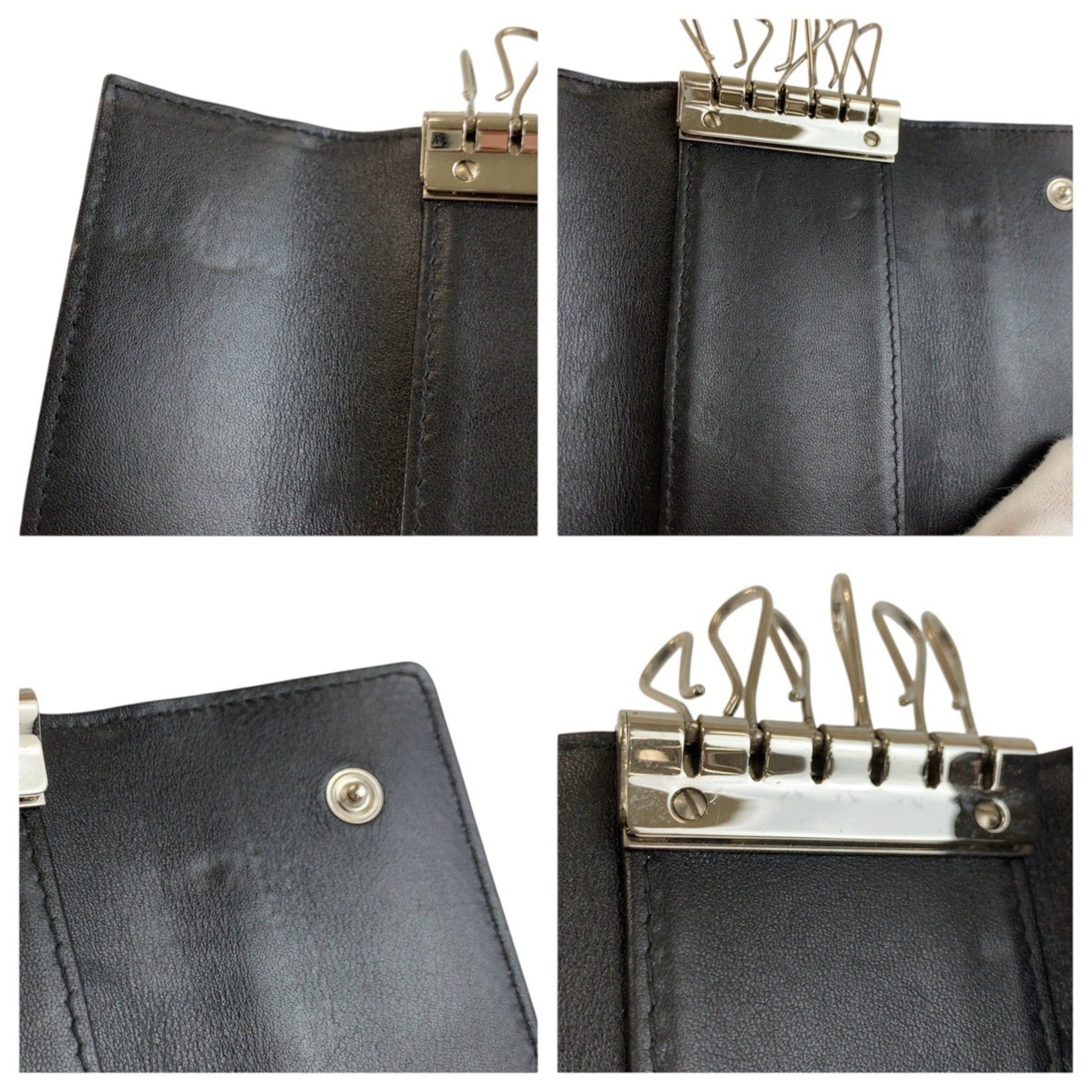 Chanel CHANEL Coco Mark Black Leather Key Case with Silver Hardware, 6 Hooks, Women's Size ONE SIZE - 7 Thumbnail