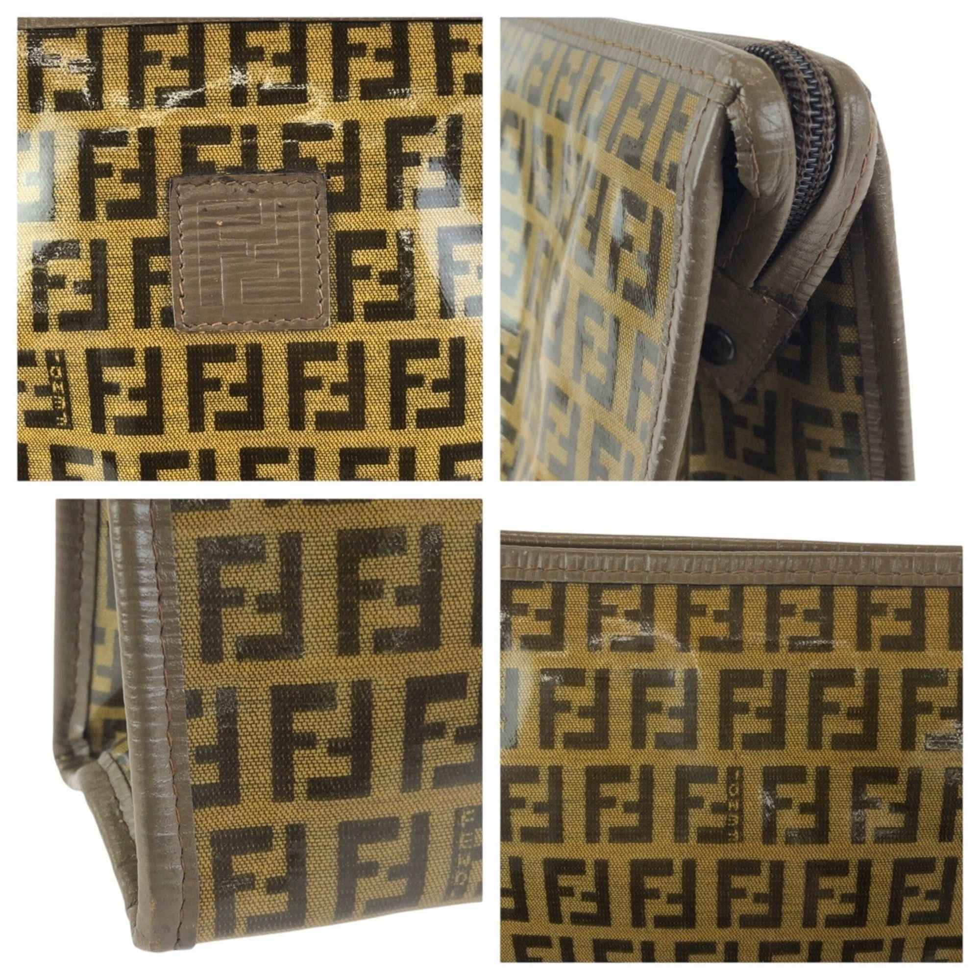 Fendi FENDI Zucchino Brown Leather Clutch Bag, Second Unisex, Men's Size ONE SIZE - 5 Thumbnail