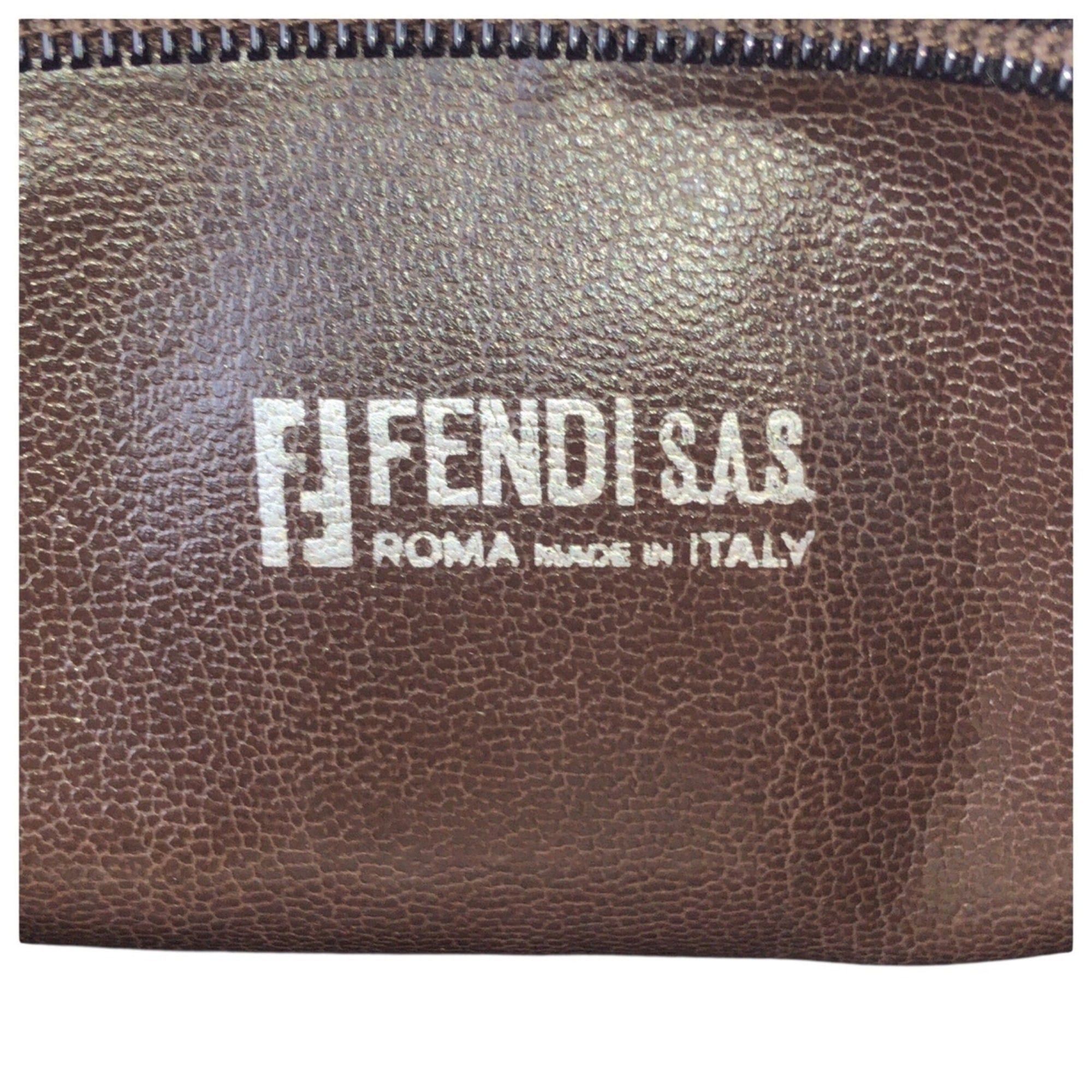 Fendi FENDI Zucchino Brown Leather Clutch Bag, Second Unisex, Men's Size ONE SIZE - 4 Thumbnail