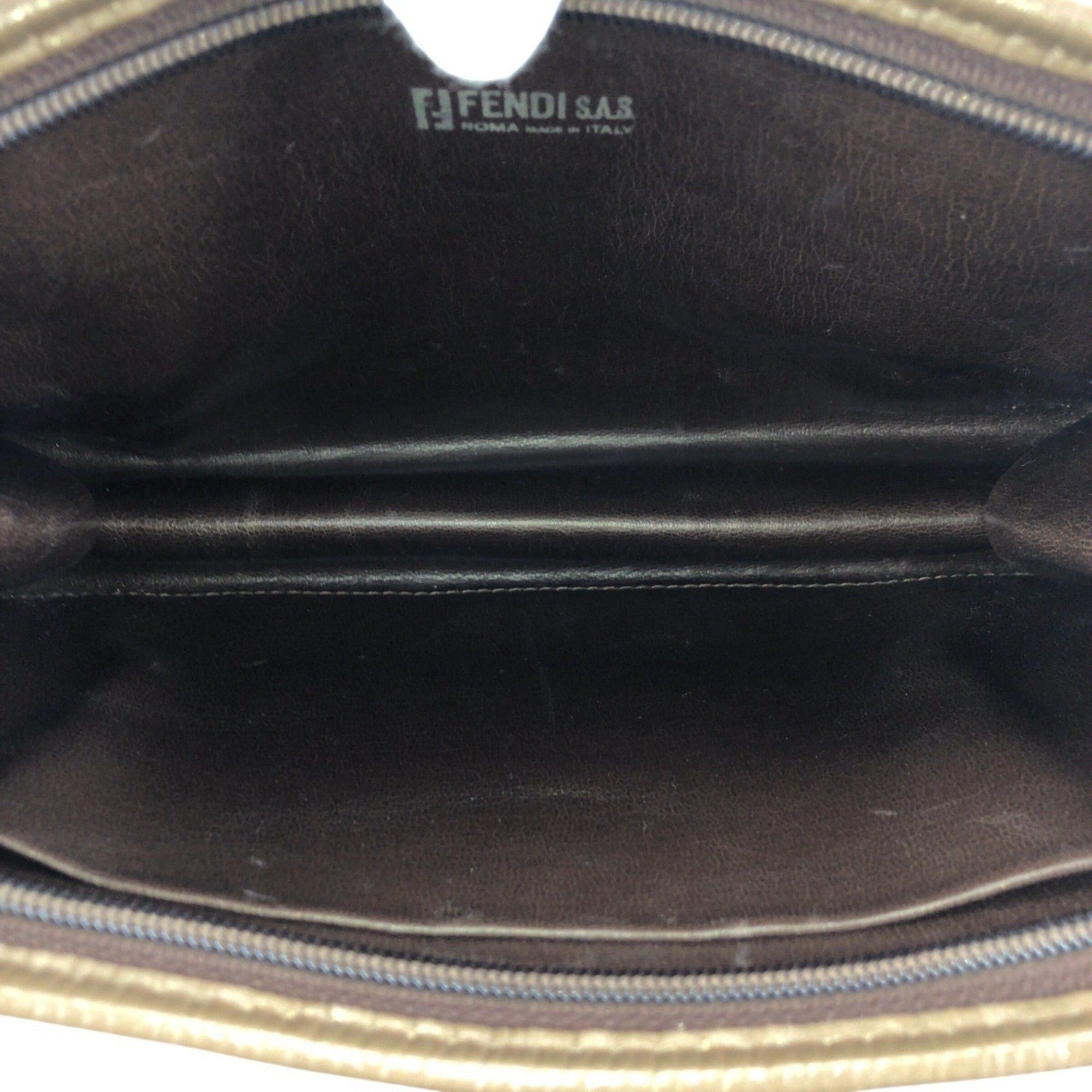 Fendi FENDI Zucchino Brown Leather Clutch Bag, Second Unisex, Men's Size ONE SIZE - 8 Thumbnail