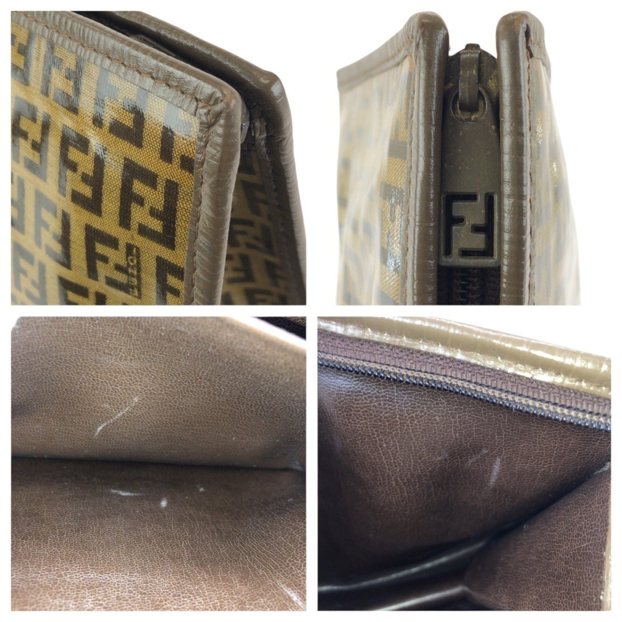 Fendi FENDI Zucchino Brown Leather Clutch Bag, Second Unisex, Men's Size ONE SIZE - 6 Thumbnail