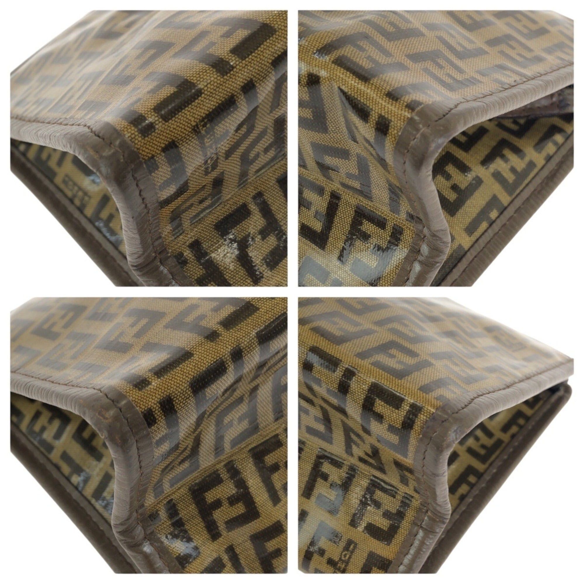 Fendi FENDI Zucchino Brown Leather Clutch Bag, Second Unisex, Men's Size ONE SIZE - 3 Thumbnail
