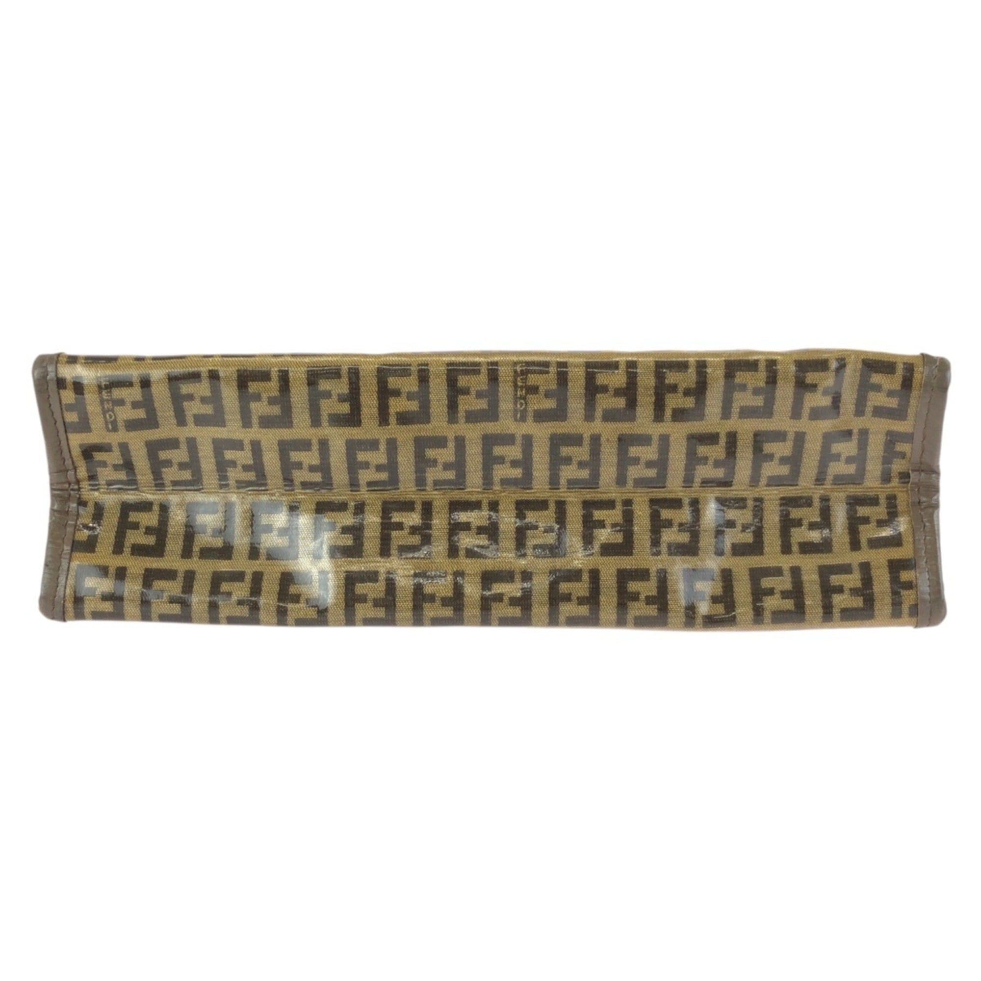 Fendi FENDI Zucchino Brown Leather Clutch Bag, Second Unisex, Men's Size ONE SIZE - 9 Thumbnail