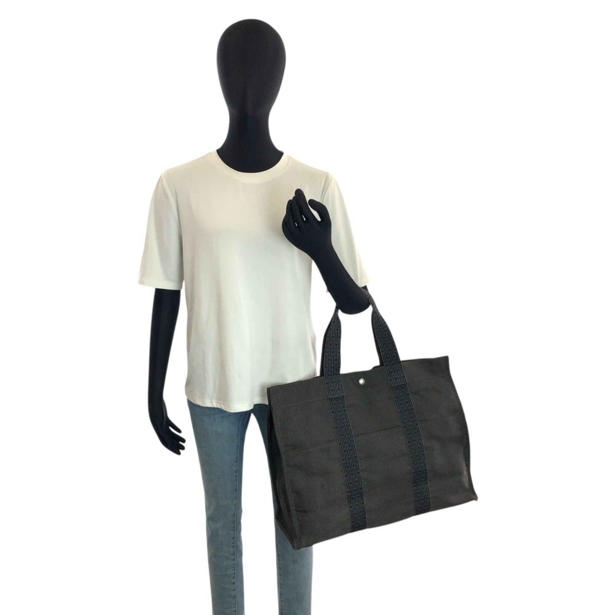 Hermes Hermes Herline GM Grey Silver Hardware Polyamide Polyester Tote Bag Handbag Unisex Women's Size ONE SIZE - 6 Thumbnail