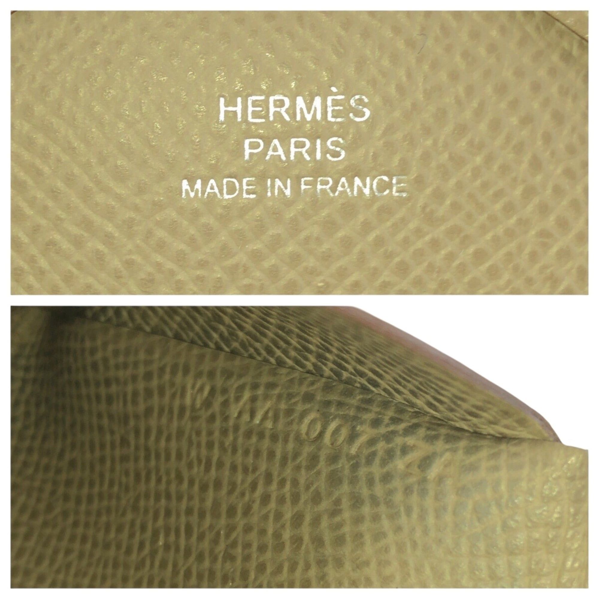 Hermes HERMES Calvi Duo Etoupe Greige Silver Hardware Chevre Leather Business Card Holder/Card Case/Wallet/Coin Purse with W Stamp for Women Size ONE SIZE - 5 Thumbnail