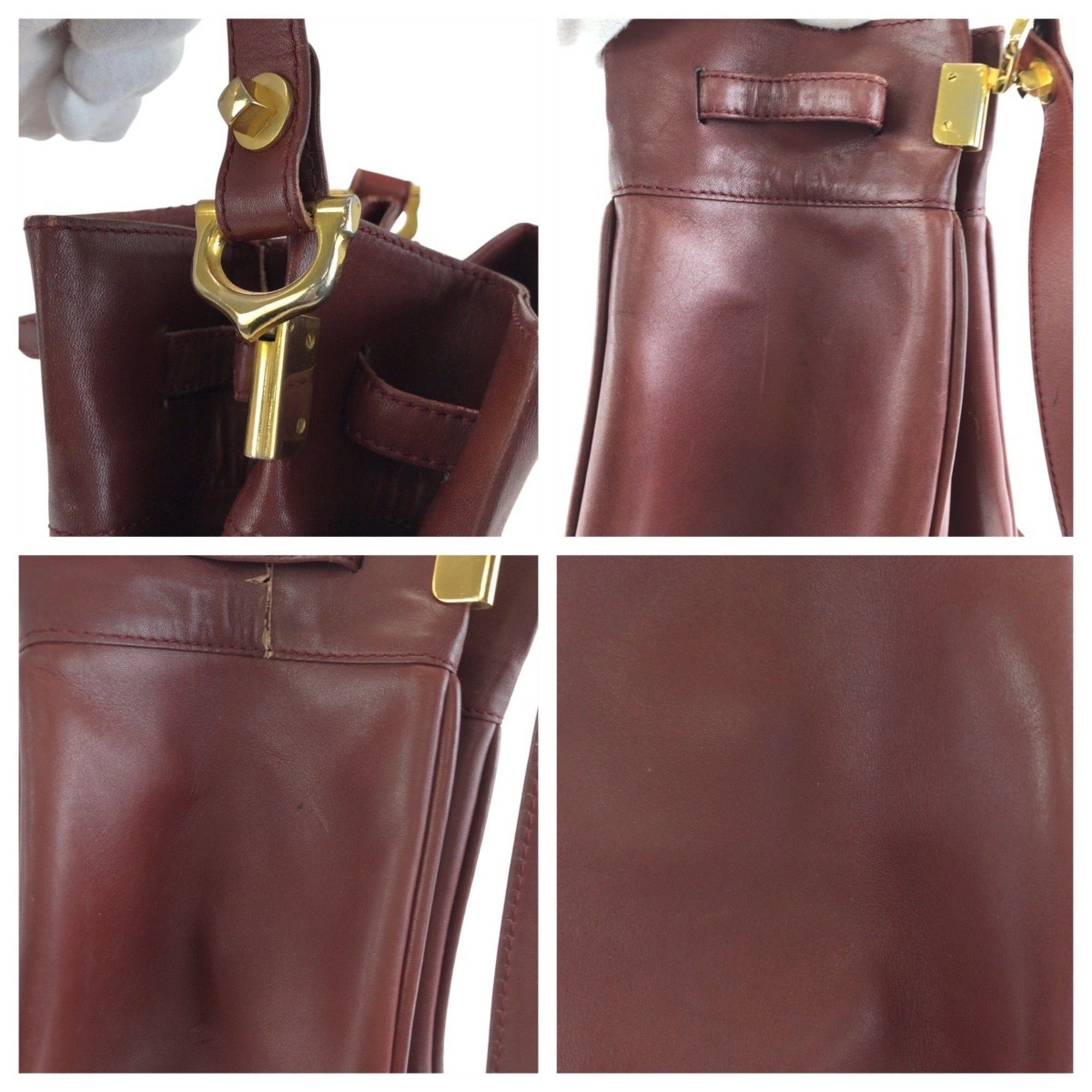 Cartier Cartier Must Line Wine Red Bordeaux Gold Hardware Leather Shoulder Bag Pouch for Women Size ONE SIZE - 5 Thumbnail