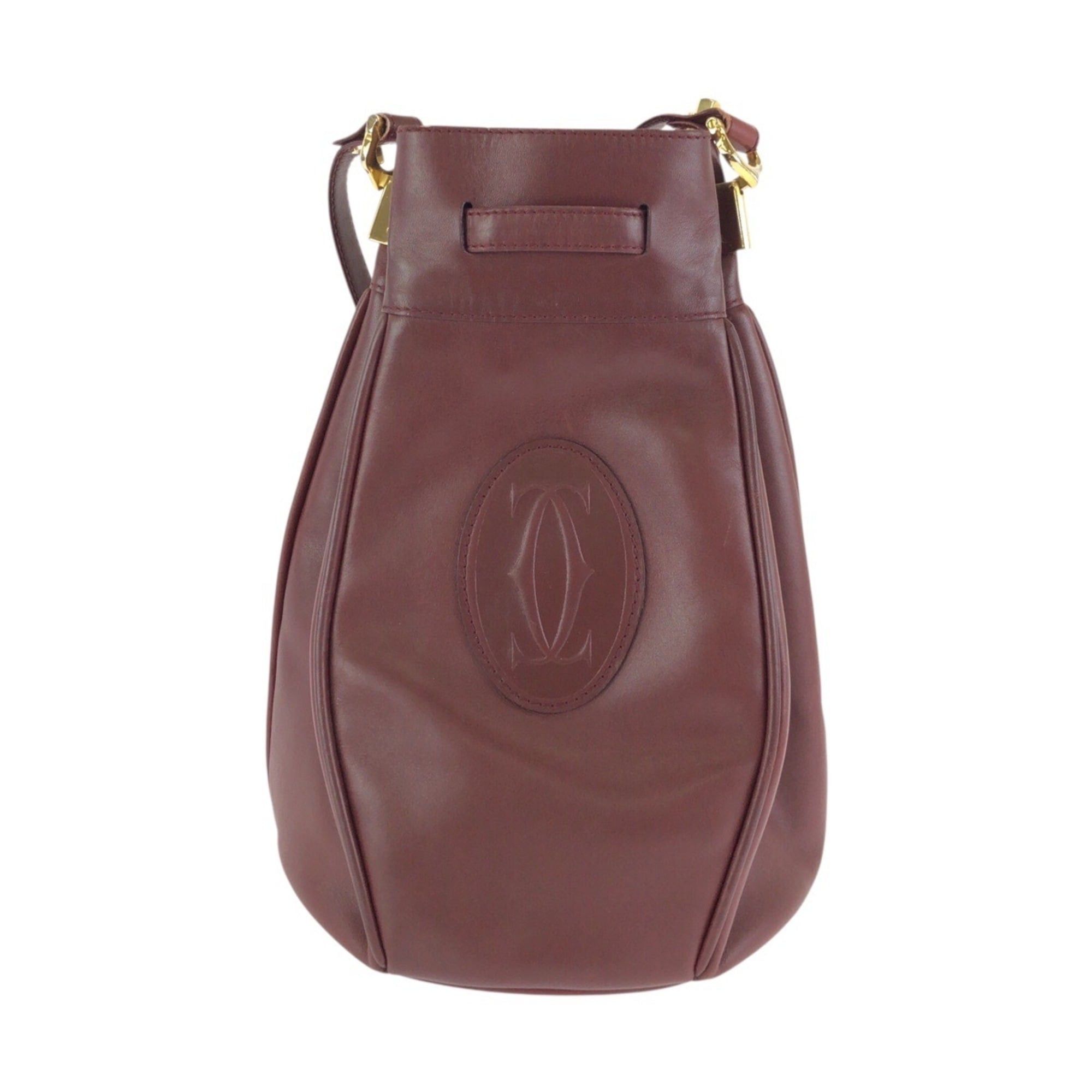 Cartier Cartier Must Line Wine Red Bordeaux Gold Hardware Leather Shoulder Bag Pouch for Women Size ONE SIZE - 2 Thumbnail