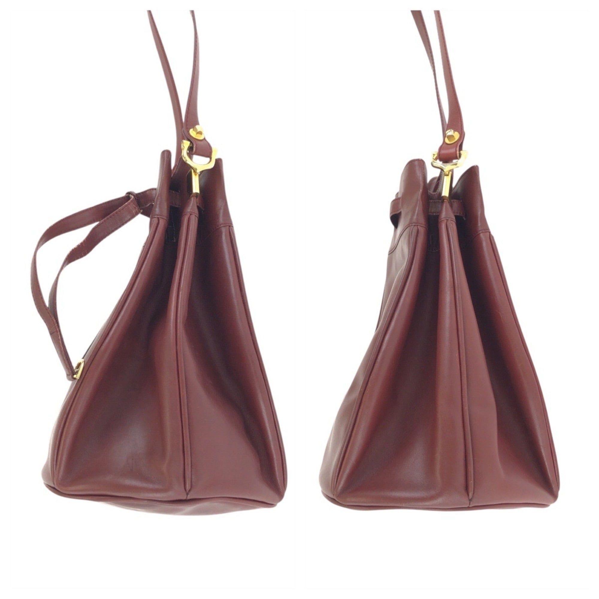 Cartier Cartier Must Line Wine Red Bordeaux Gold Hardware Leather Shoulder Bag Pouch for Women Size ONE SIZE - 8 Thumbnail