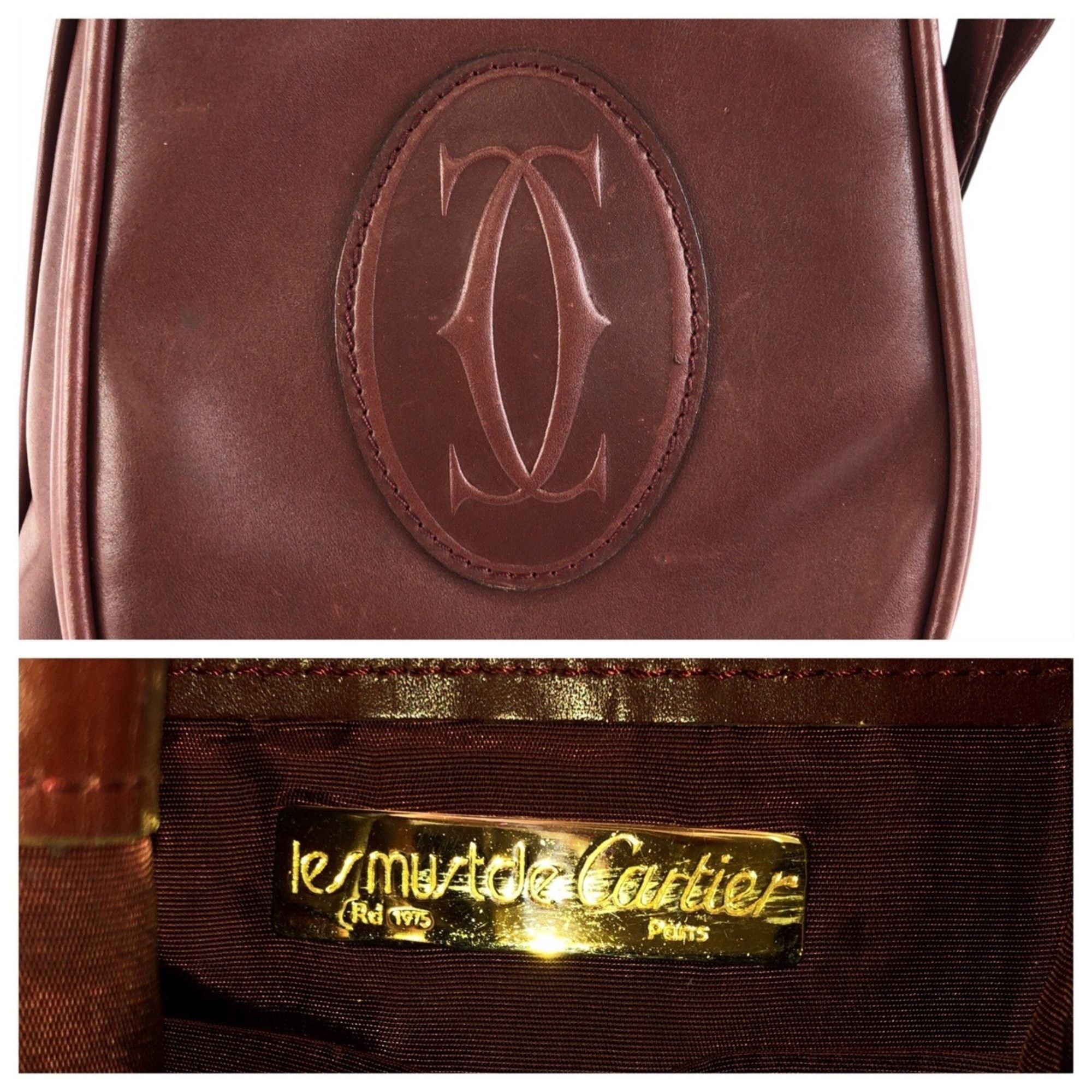 Cartier Cartier Must Line Wine Red Bordeaux Gold Hardware Leather Shoulder Bag Pouch for Women Size ONE SIZE - 4 Thumbnail