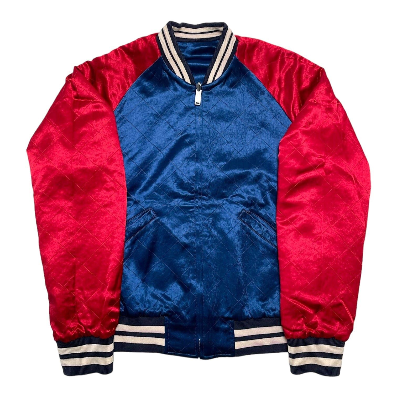 Gucci Stripe Reversible Zip Up Bomber Jacket Blue Red Size US L / EU 52-54 / 3 - 3 Thumbnail