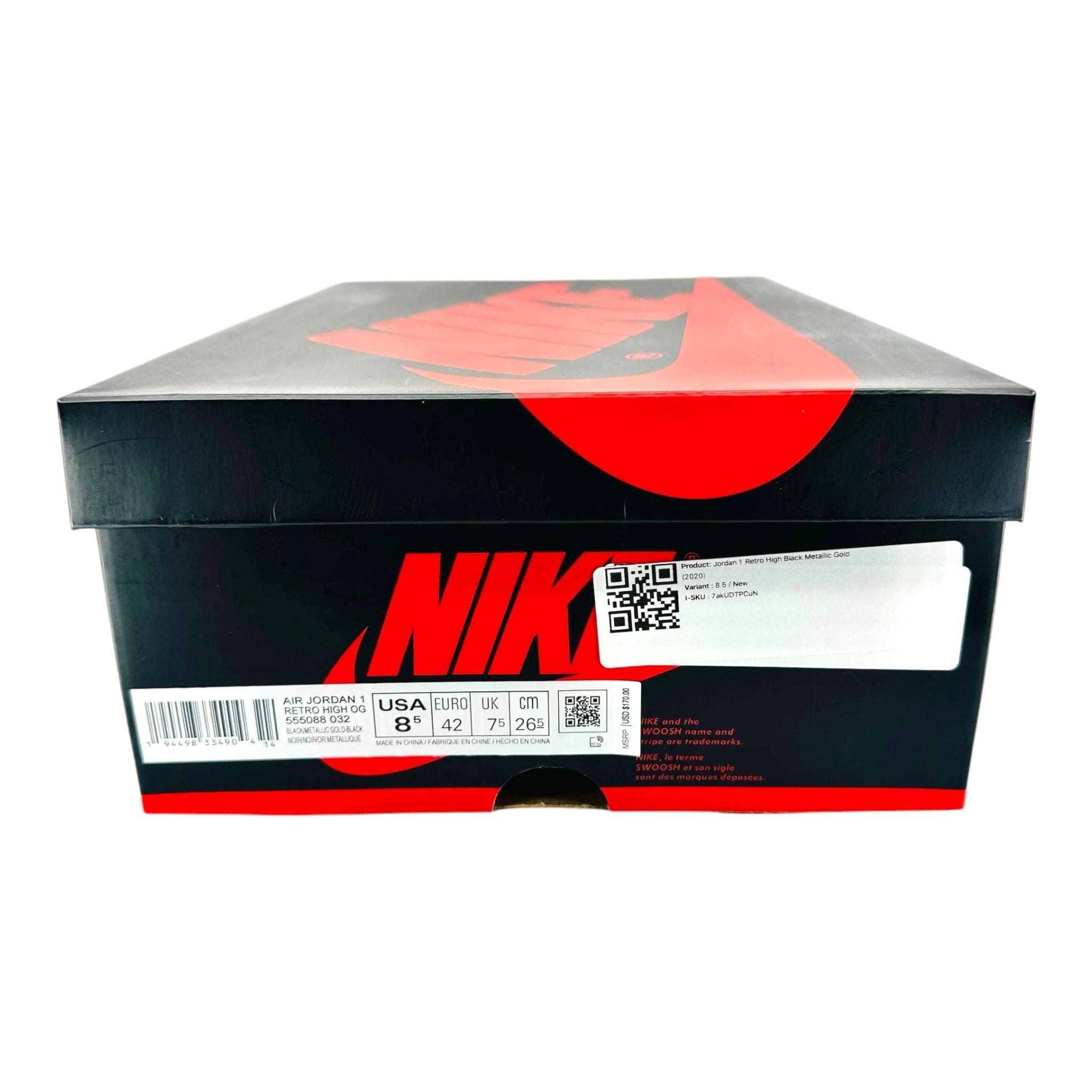 Nike 1 Retro High Black Metallic Gold (2020) Size US 10.5 / EU 43-44 - 8 Thumbnail