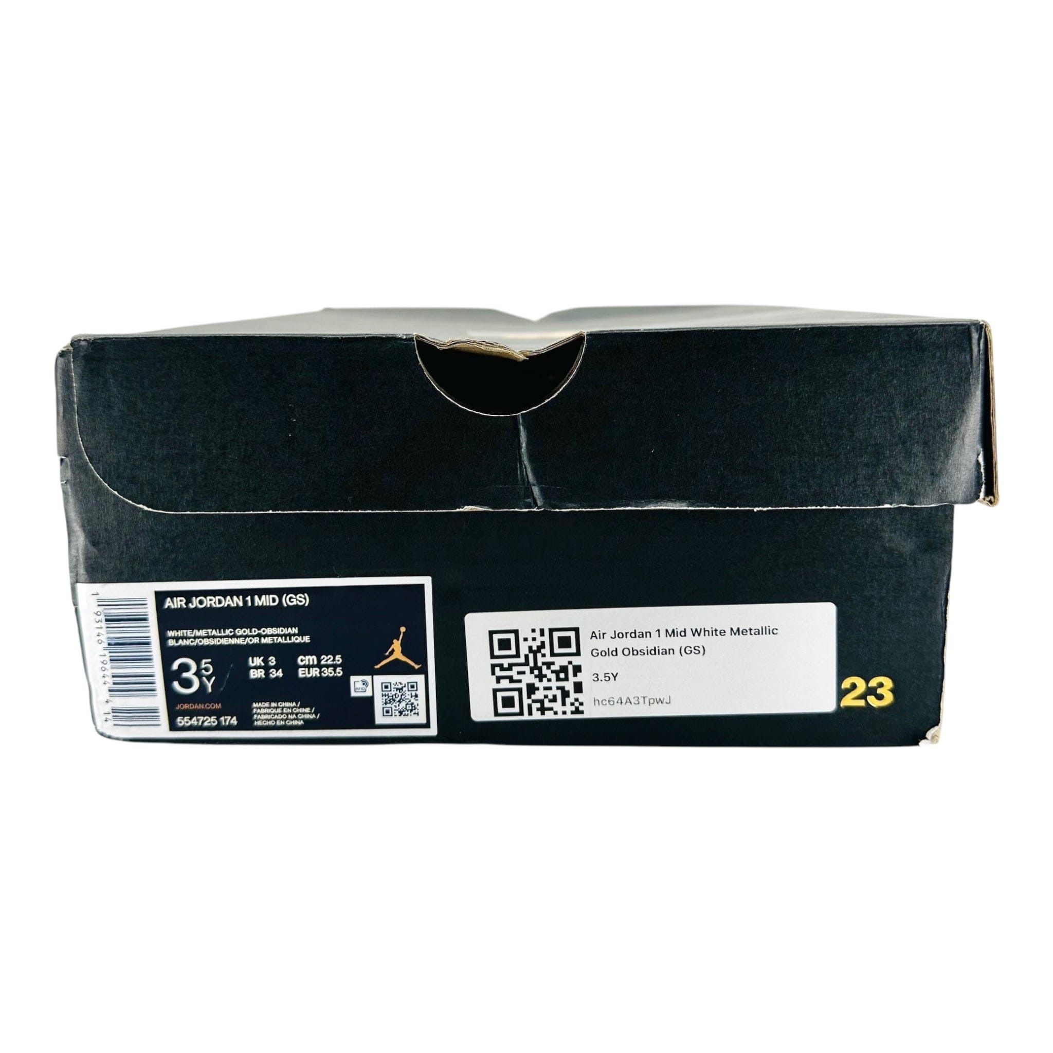Nike 1 Mid White Metallic Gold Obsidian (GS) Size US 5 / EU 37 - 8 Thumbnail