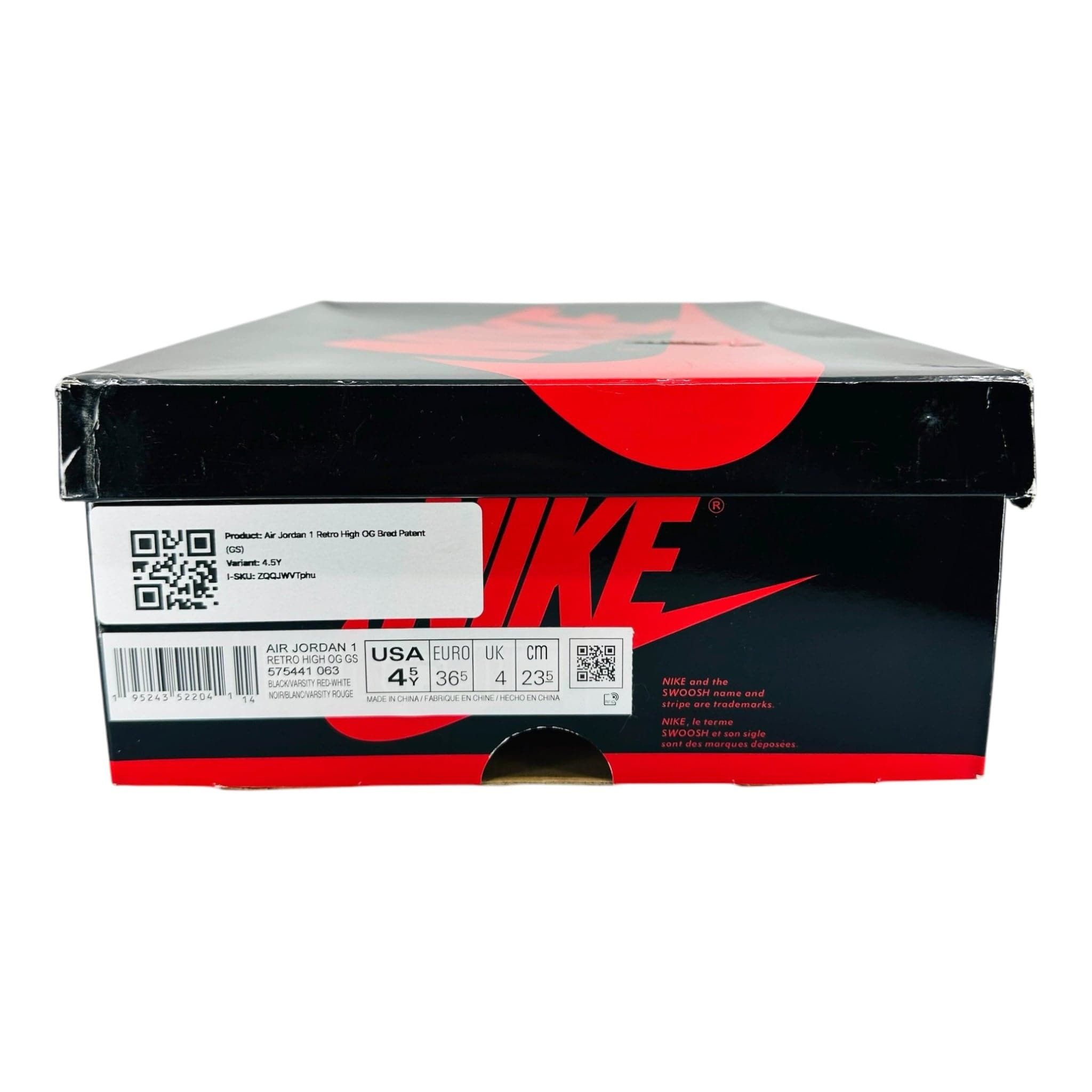 Nike 1 Retro High OG Bred Patent (GS) Size US 5 / EU 37 - 8 Thumbnail