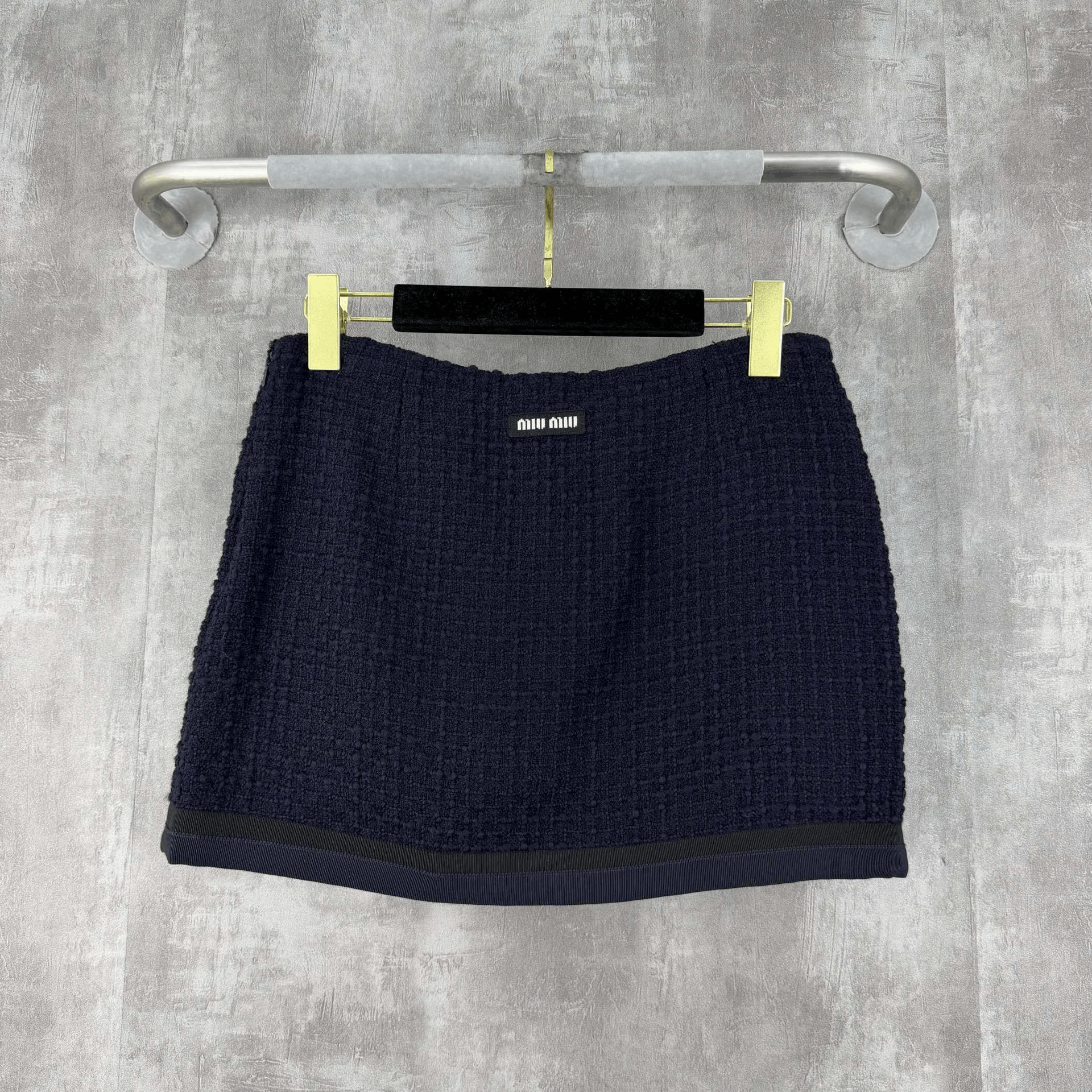 Miu Miu Miumiu Navy Gold-Button Wool Tweed Skirt Size 38" / US 16 / IT 52 - 3 Thumbnail