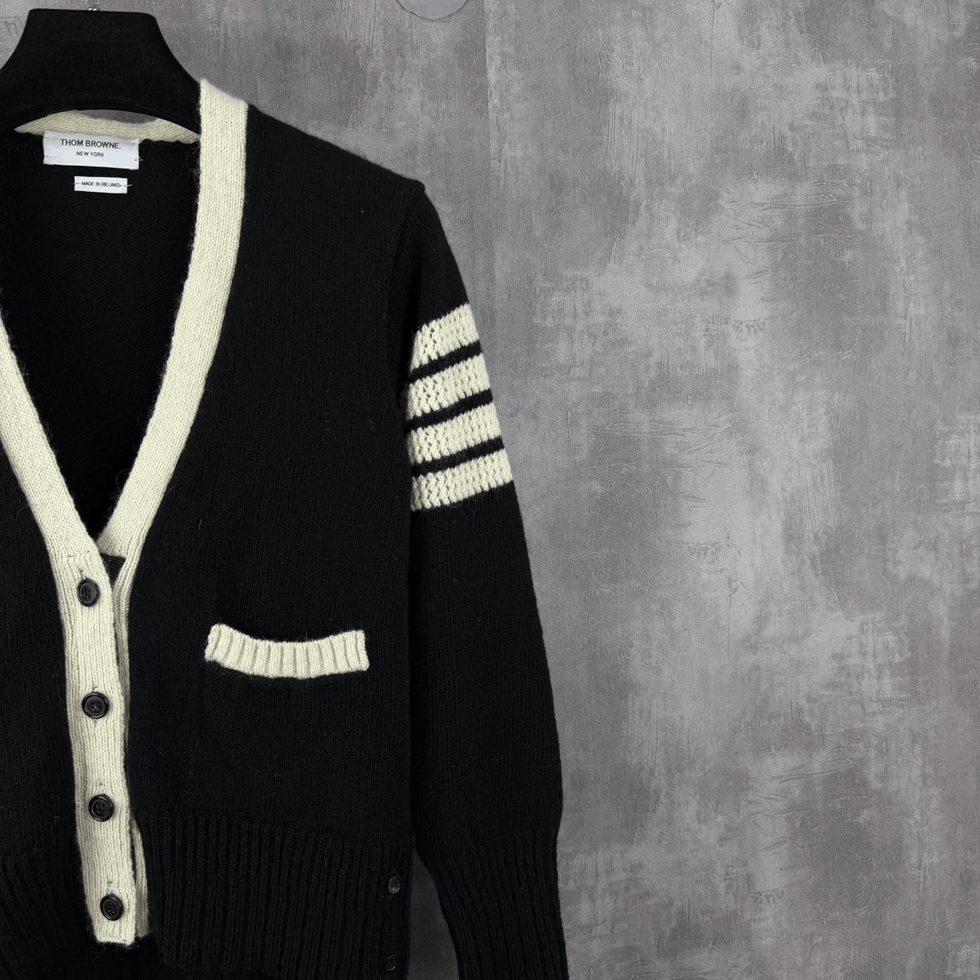 Thom Browne Thom Browne Black White Wool Cardigan Size XS / US 0-2 / IT 36-38 - 2 Thumbnail