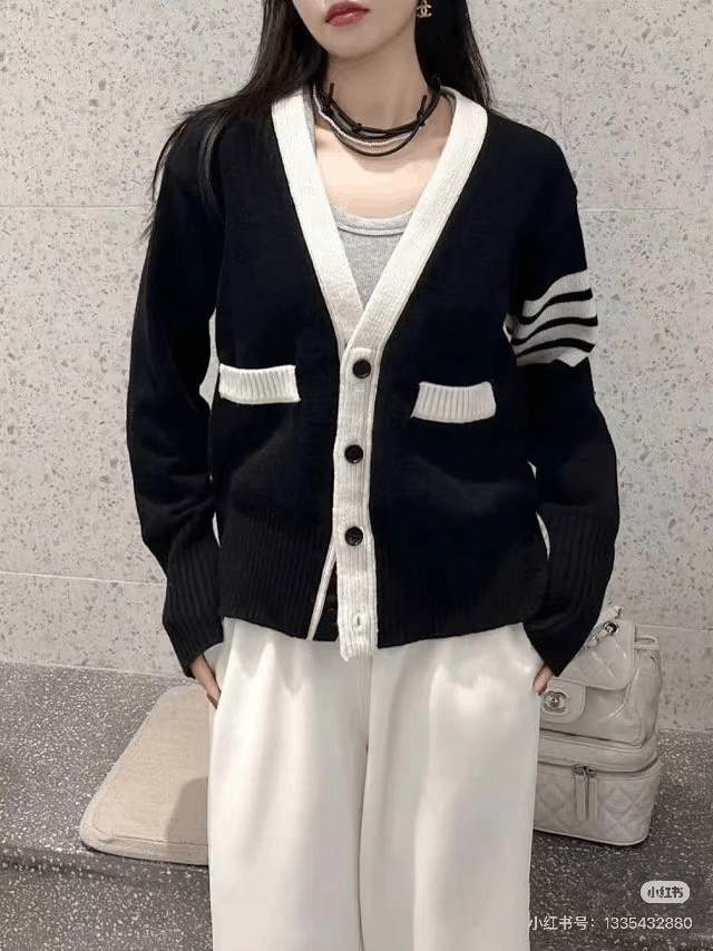 Thom Browne Thom Browne Black White Wool Cardigan Size XS / US 0-2 / IT 36-38 - 8 Thumbnail
