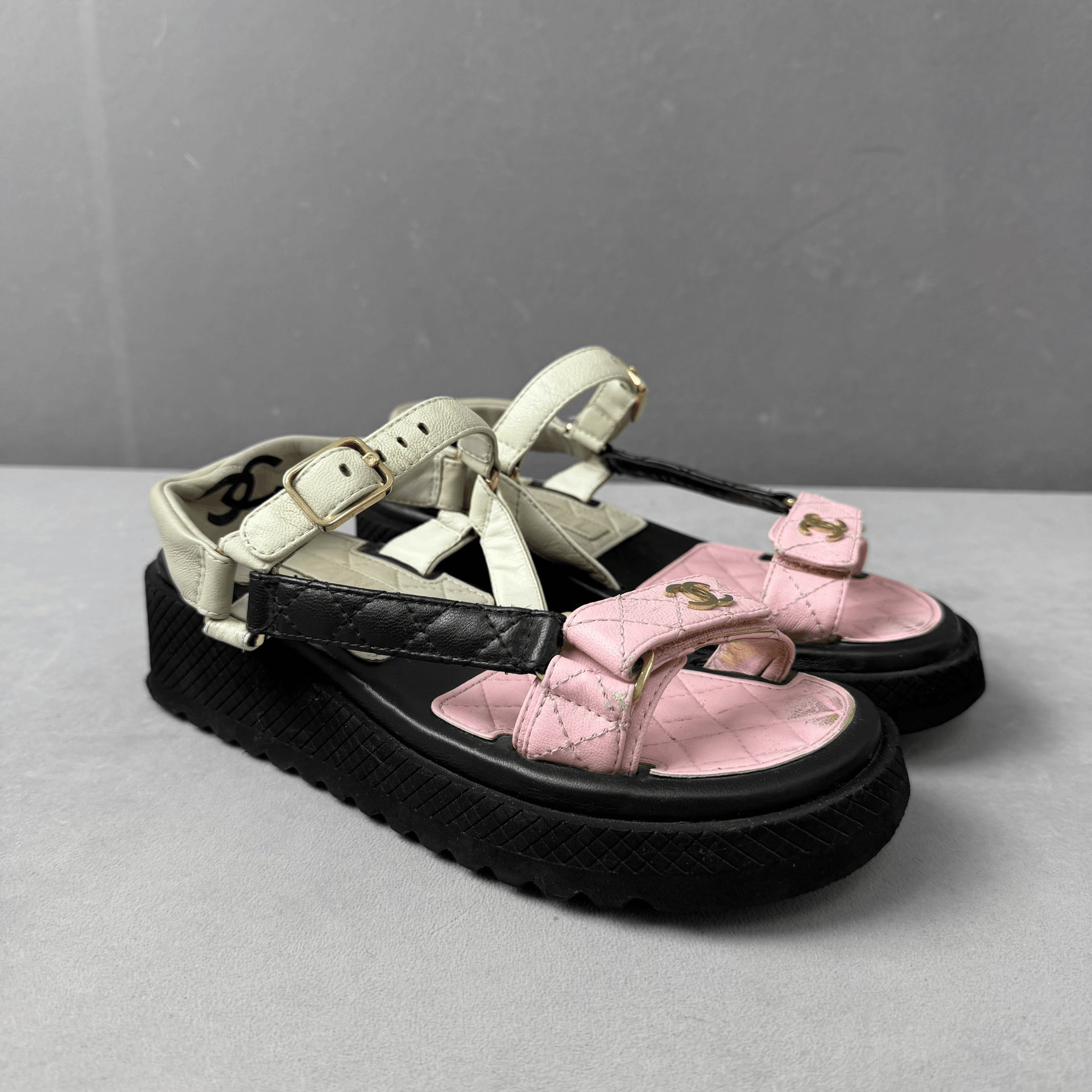 Chanel Chanel Double C Logo Velcro Sandals Size US 5.5 / IT 35.5 - 3 Thumbnail