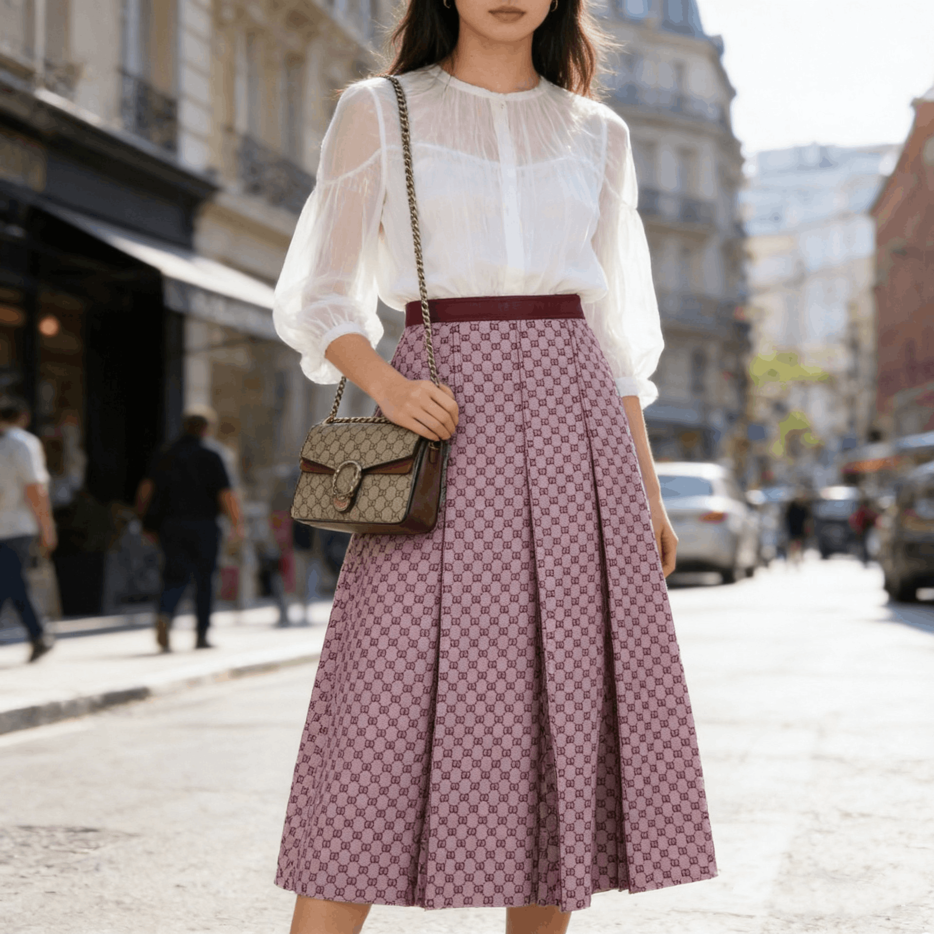 Gucci Gucci Double G Jacquard Pleated Skirt Size 36" / US 14 / IT 50 - 4 Thumbnail
