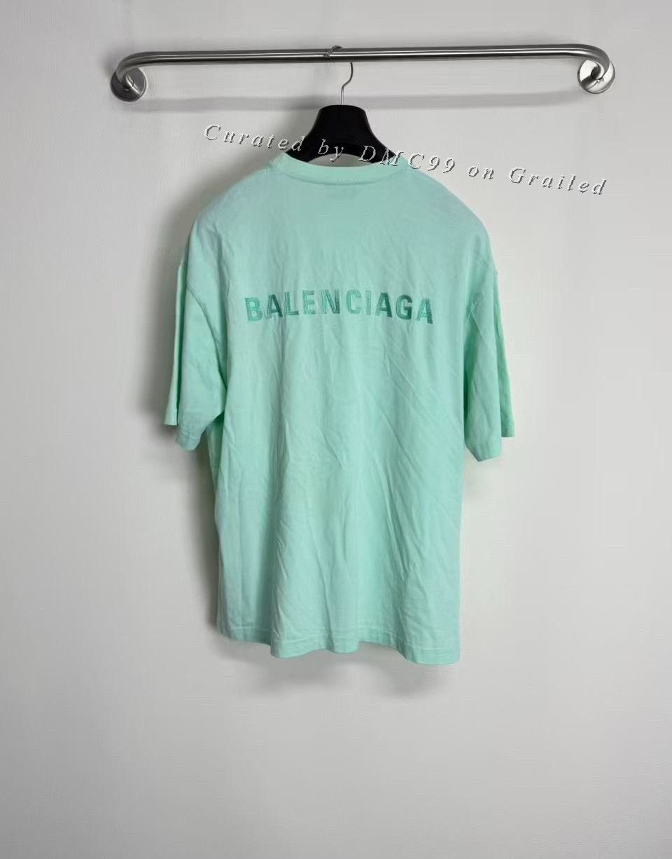 Balenciaga Balenciaga Mint Green Embroidered Logo Tee Size US S / EU 44-46 / 1 - 2 Thumbnail