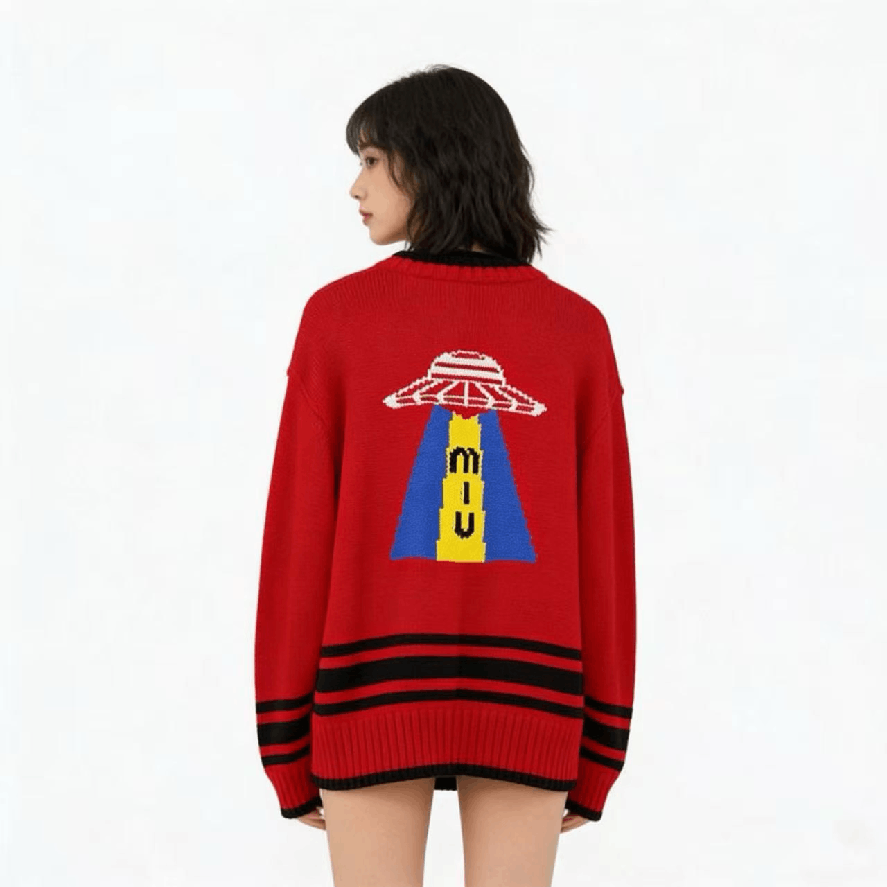 Miu Miu Miumiu Black Red Wool Knit Cardigan Size S / US 4 / IT 40 - 3 Thumbnail
