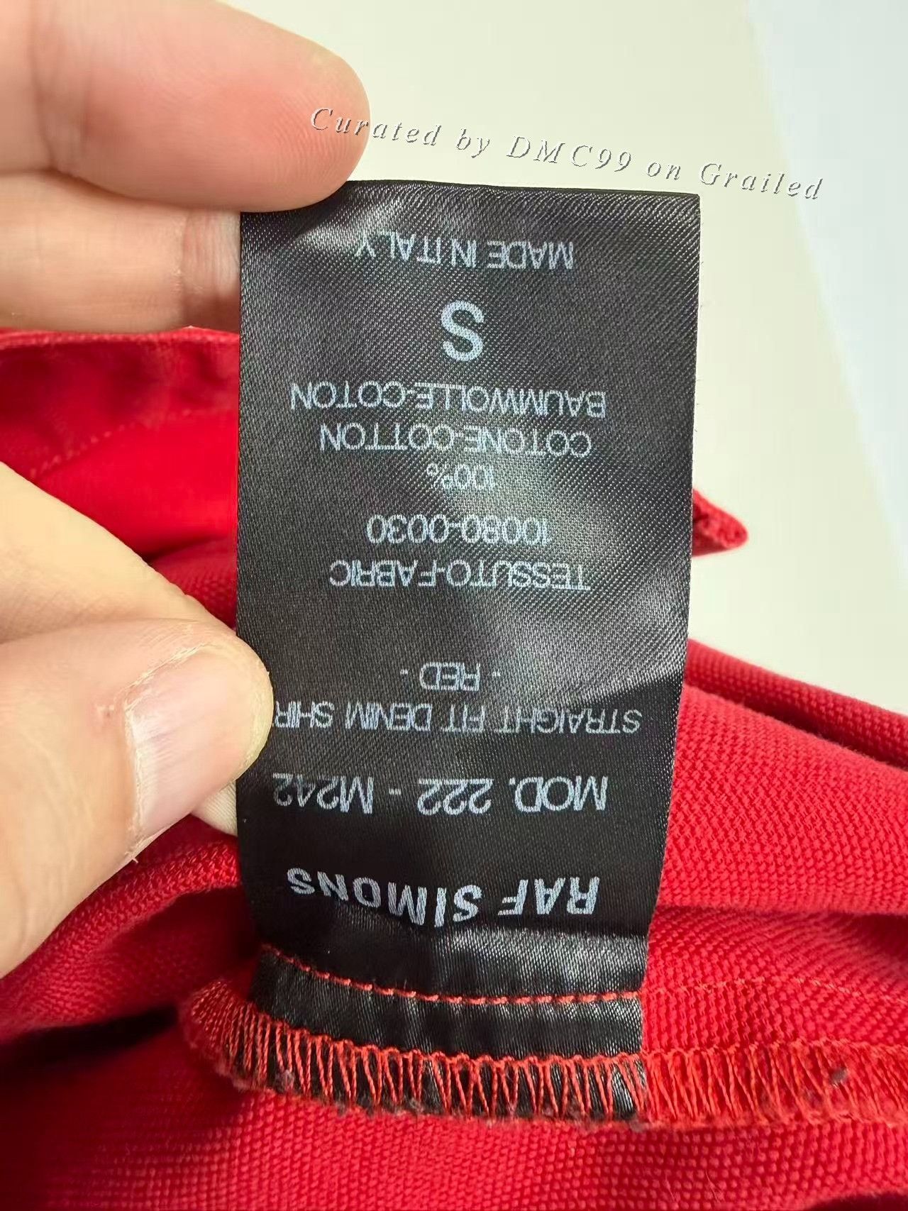 Raf Simons Raf Simons Red Leather Patch Oversized Denim Shirt Size US S / EU 44-46 / 1 - 4 Thumbnail