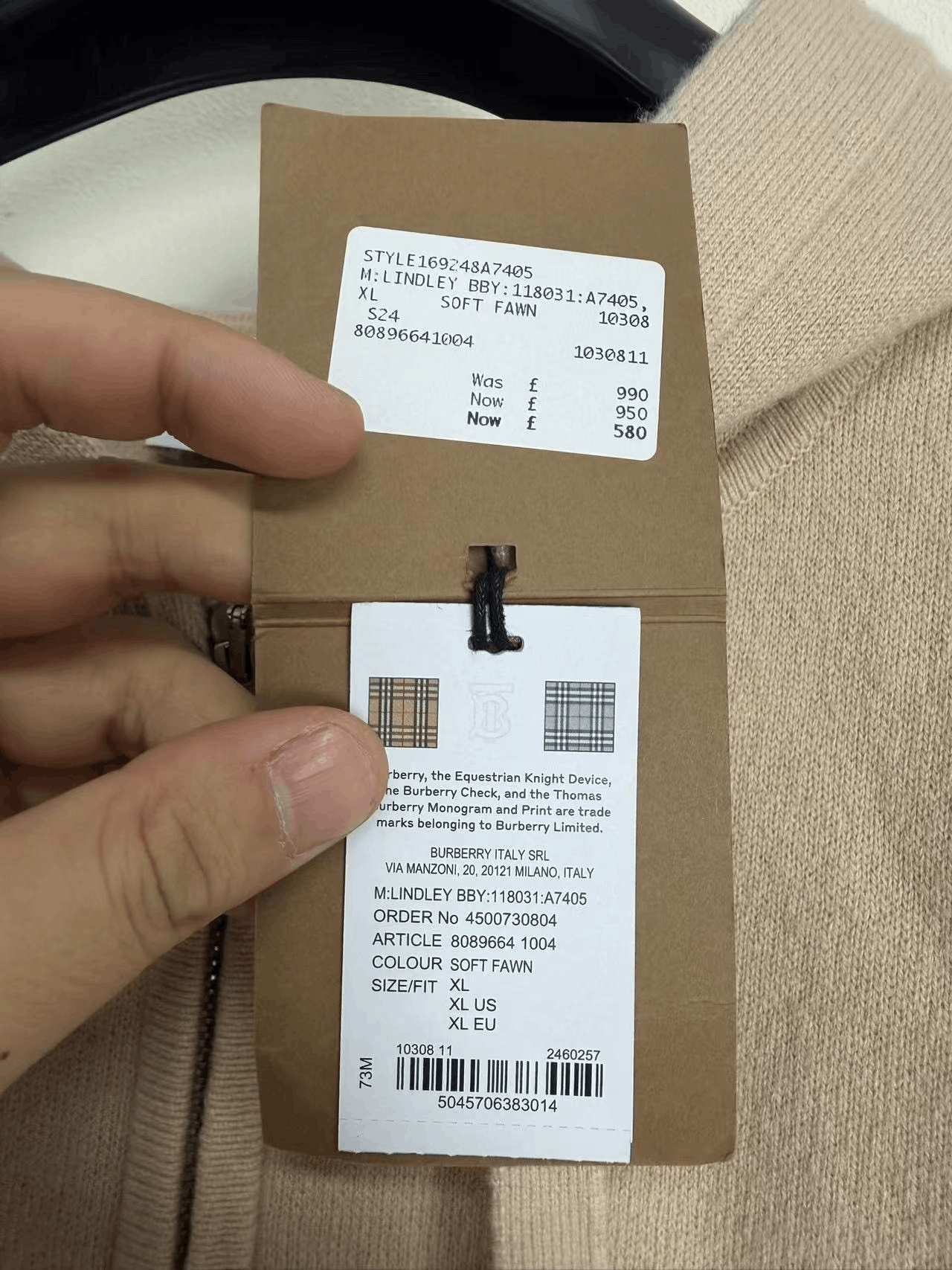 Burberry Burberry Cashmere Drawstring Hoodie Size US XL / EU 56 / 4 - 5 Thumbnail