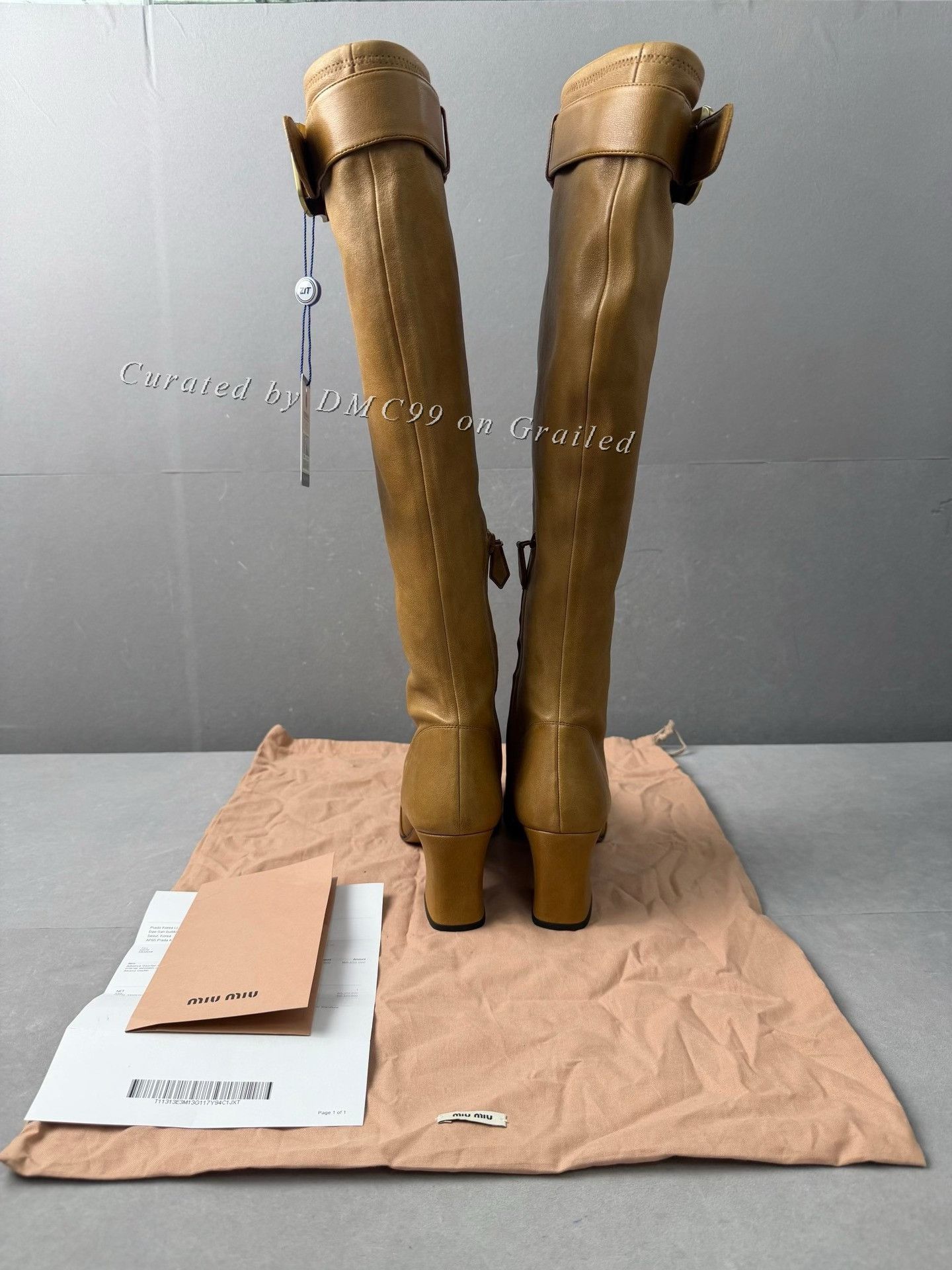 Miu Miu Miumiu 26 Show Caramel Metal Buckle Knee-High Boots Size US 6.5 / IT 36.5 - 4 Thumbnail