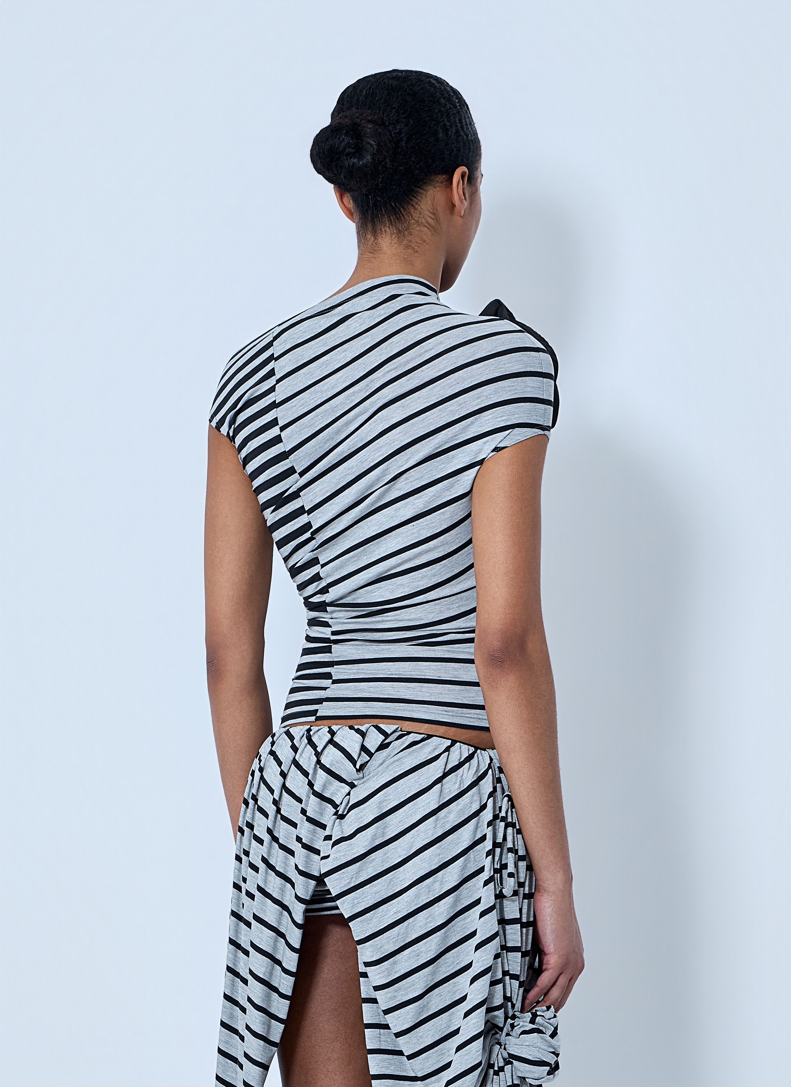 Vaquera Asymmetrical Striped Top with Floral Appliqué Size S / US 4 / IT 40 - 4 Thumbnail