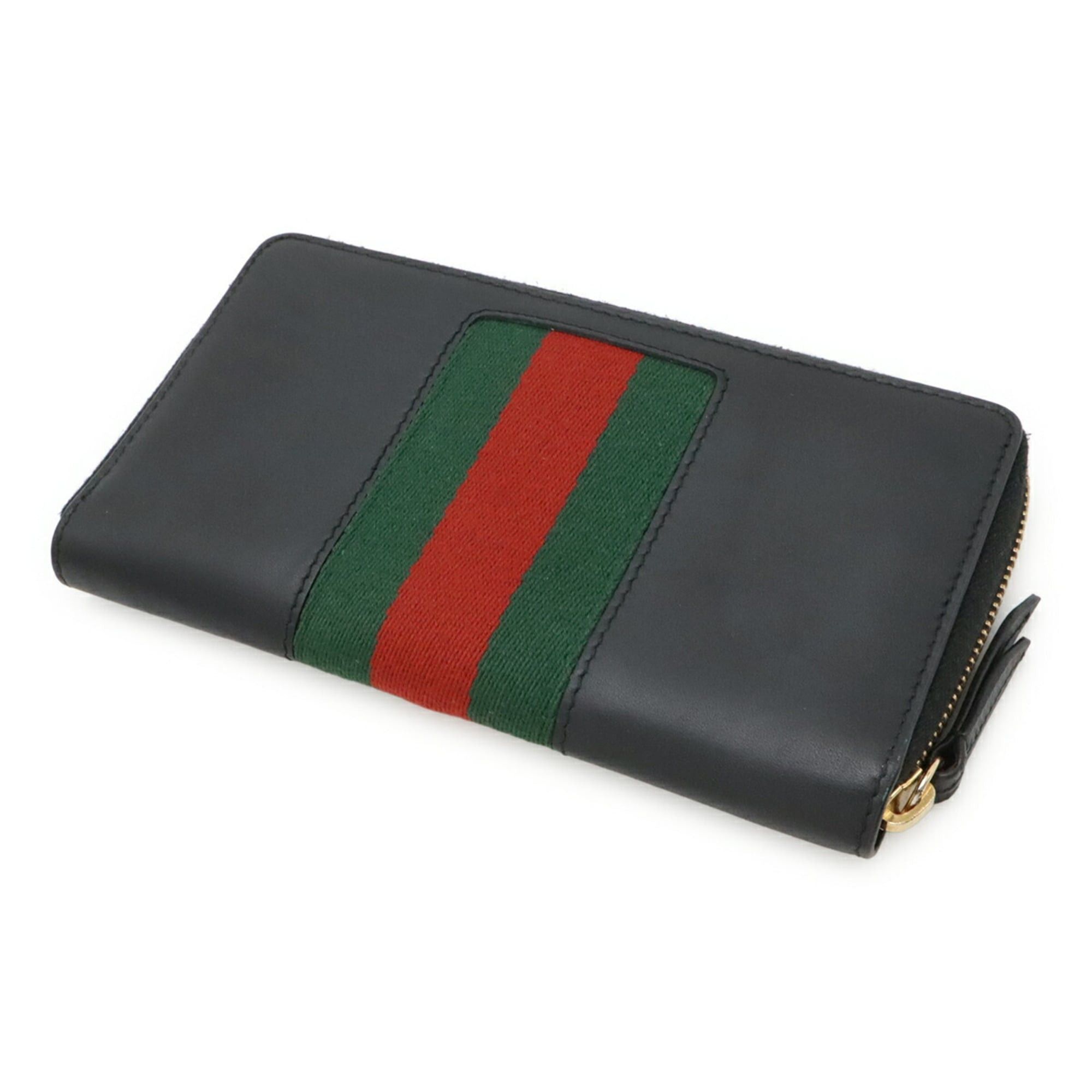 Gucci GUCCI Sylvie Zip-Around Wallet, Leather, Black, 476083 Size ONE SIZE - 3 Thumbnail