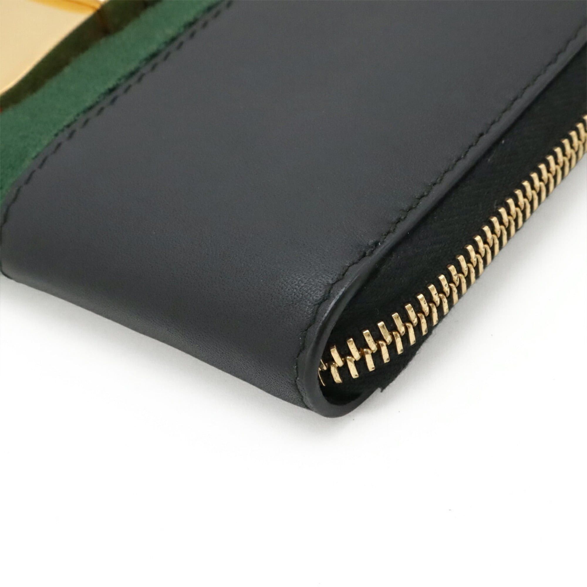 Gucci GUCCI Sylvie Zip-Around Wallet, Leather, Black, 476083 Size ONE SIZE - 4 Thumbnail