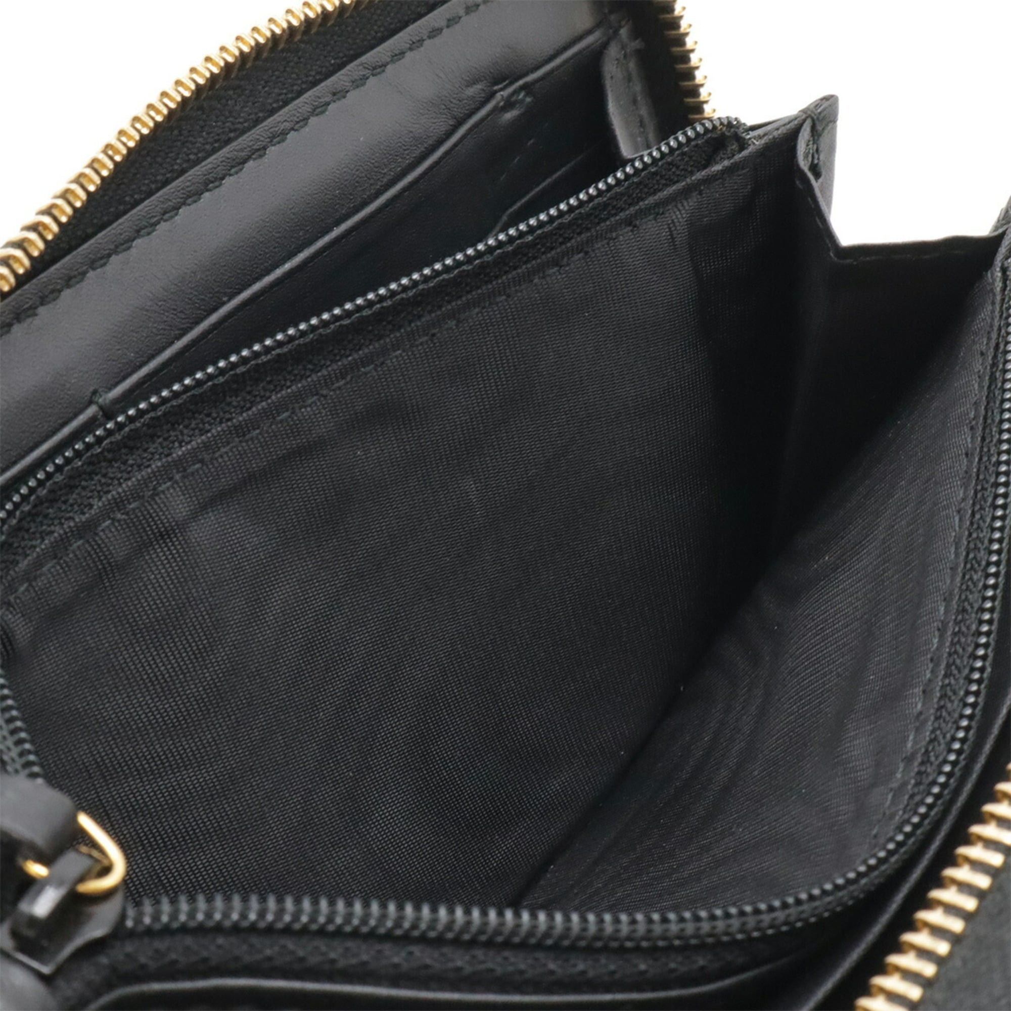 Gucci GUCCI Sylvie Zip-Around Wallet, Leather, Black, 476083 Size ONE SIZE - 9 Thumbnail