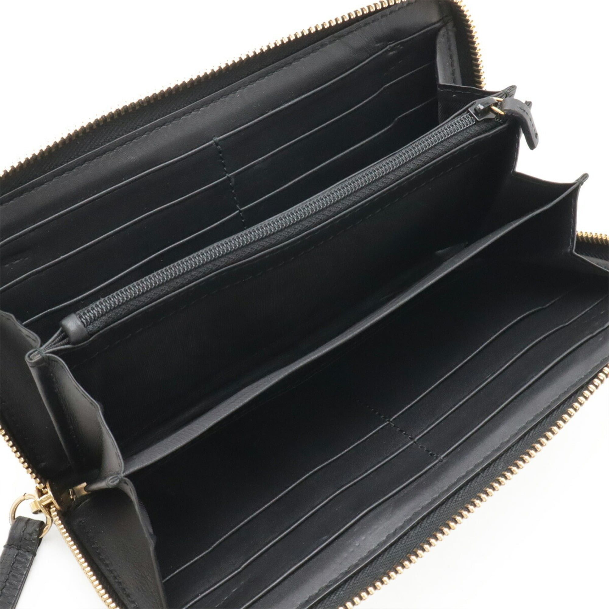 Gucci GUCCI Sylvie Zip-Around Wallet, Leather, Black, 476083 Size ONE SIZE - 7 Thumbnail