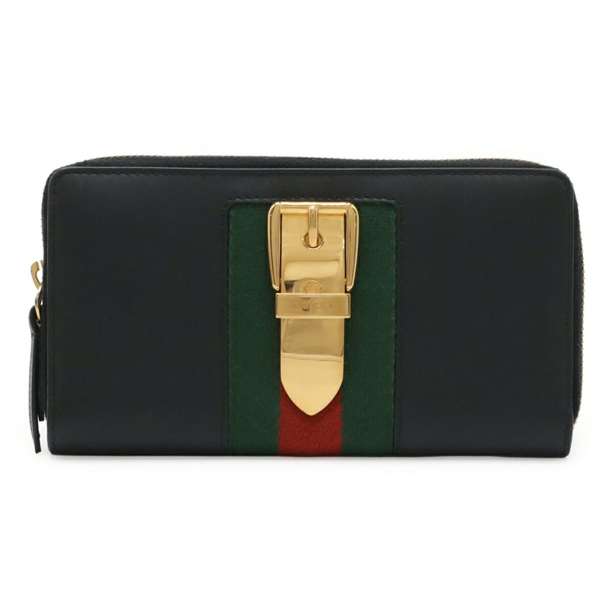 Gucci GUCCI Sylvie Zip-Around Wallet, Leather, Black, 476083 Size ONE SIZE - 2 Thumbnail