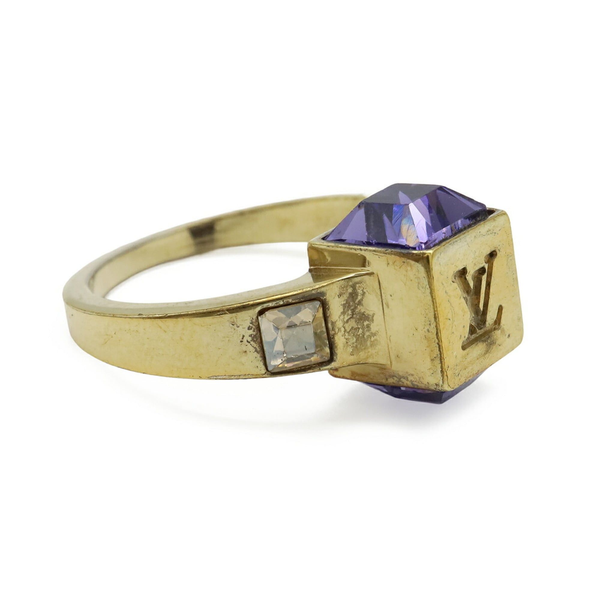 Louis Vuitton Louis Vuitton Monogram Bague Gamble Ring, Size M, 1 GP Crystal Gold Purple M66389 Size ONE SIZE - 6 Thumbnail
