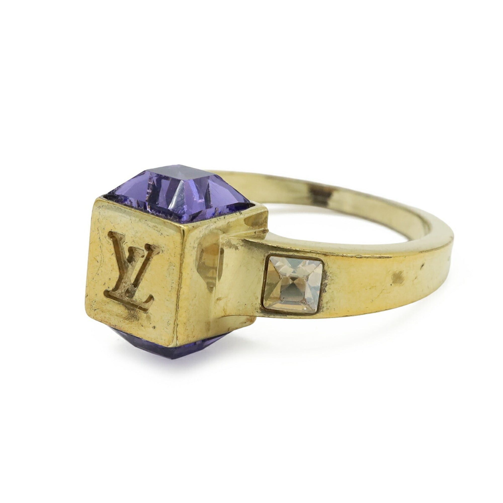 Louis Vuitton Louis Vuitton Monogram Bague Gamble Ring, Size M, 1 GP Crystal Gold Purple M66389 Size ONE SIZE - 3 Thumbnail