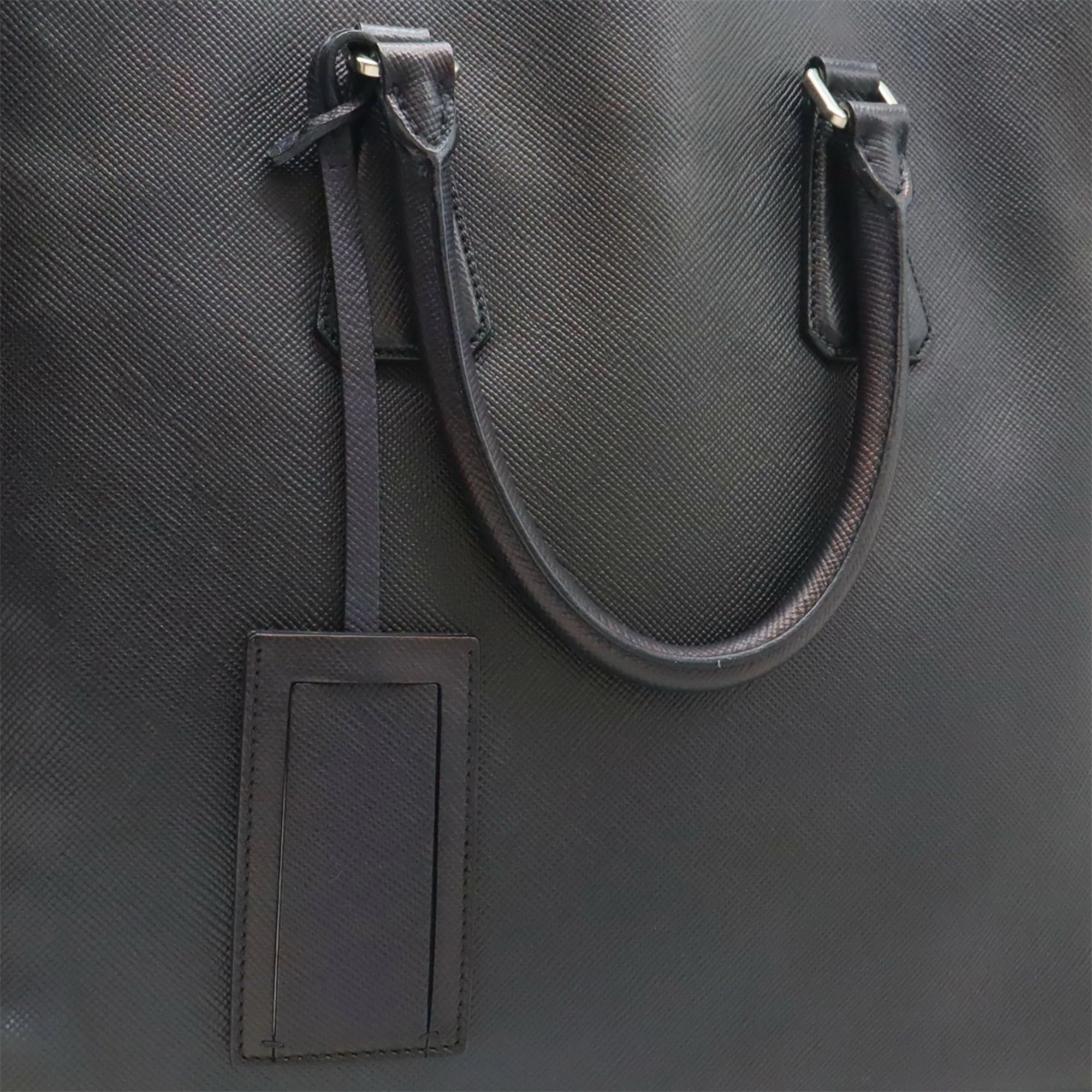 Prada PRADA Triangle Saffiano Tote Bag/Shoulder Bag, Leather, Navy Blue, VA1027 Size ONE SIZE - 10 Thumbnail