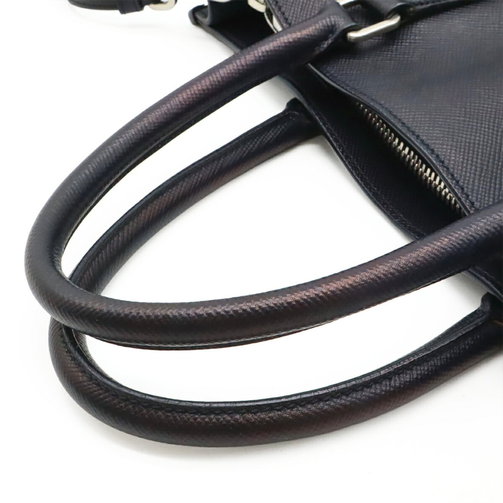 Prada PRADA Triangle Saffiano Tote Bag/Shoulder Bag, Leather, Navy Blue, VA1027 Size ONE SIZE - 5 Thumbnail