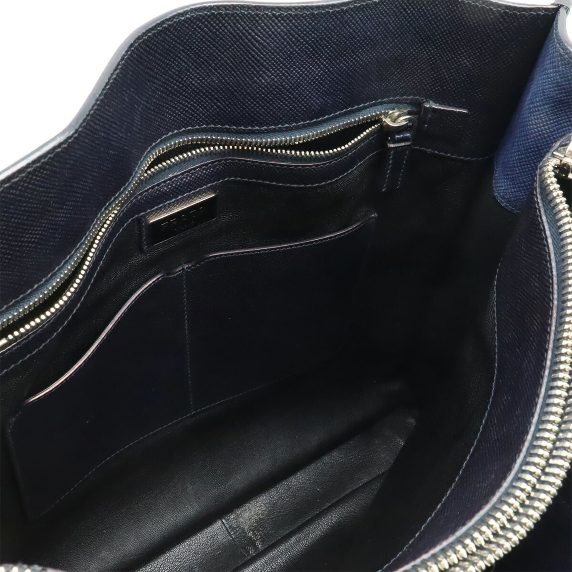 Prada PRADA Triangle Saffiano Tote Bag/Shoulder Bag, Leather, Navy Blue, VA1027 Size ONE SIZE - 6 Thumbnail