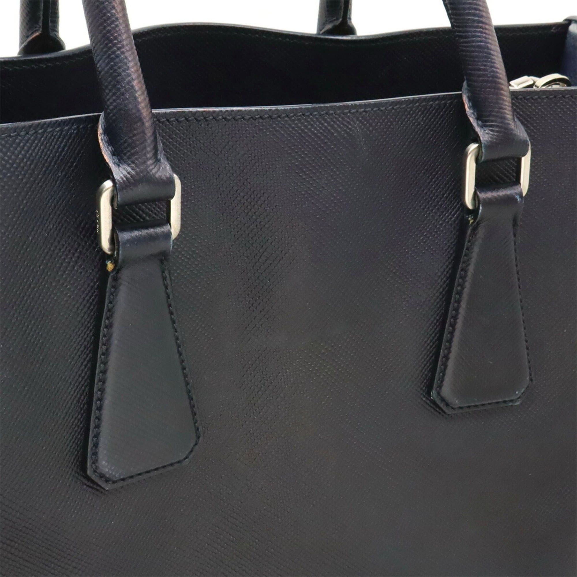 Prada PRADA Triangle Saffiano Tote Bag/Shoulder Bag, Leather, Navy Blue, VA1027 Size ONE SIZE - 8 Thumbnail